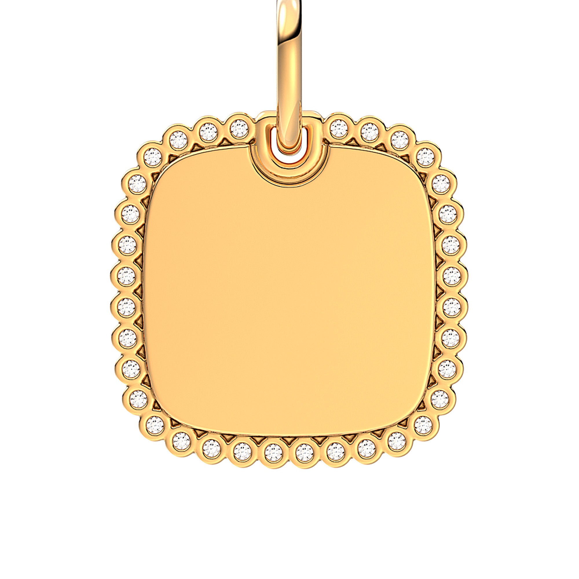 Engravable Square 14K Gold-Plated Pendant With Clear Cubic Zirconia