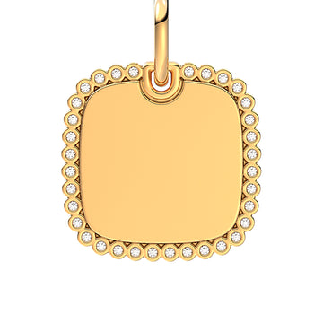 Engravable Square 14K Gold-Plated Pendant With Clear Cubic Zirconia