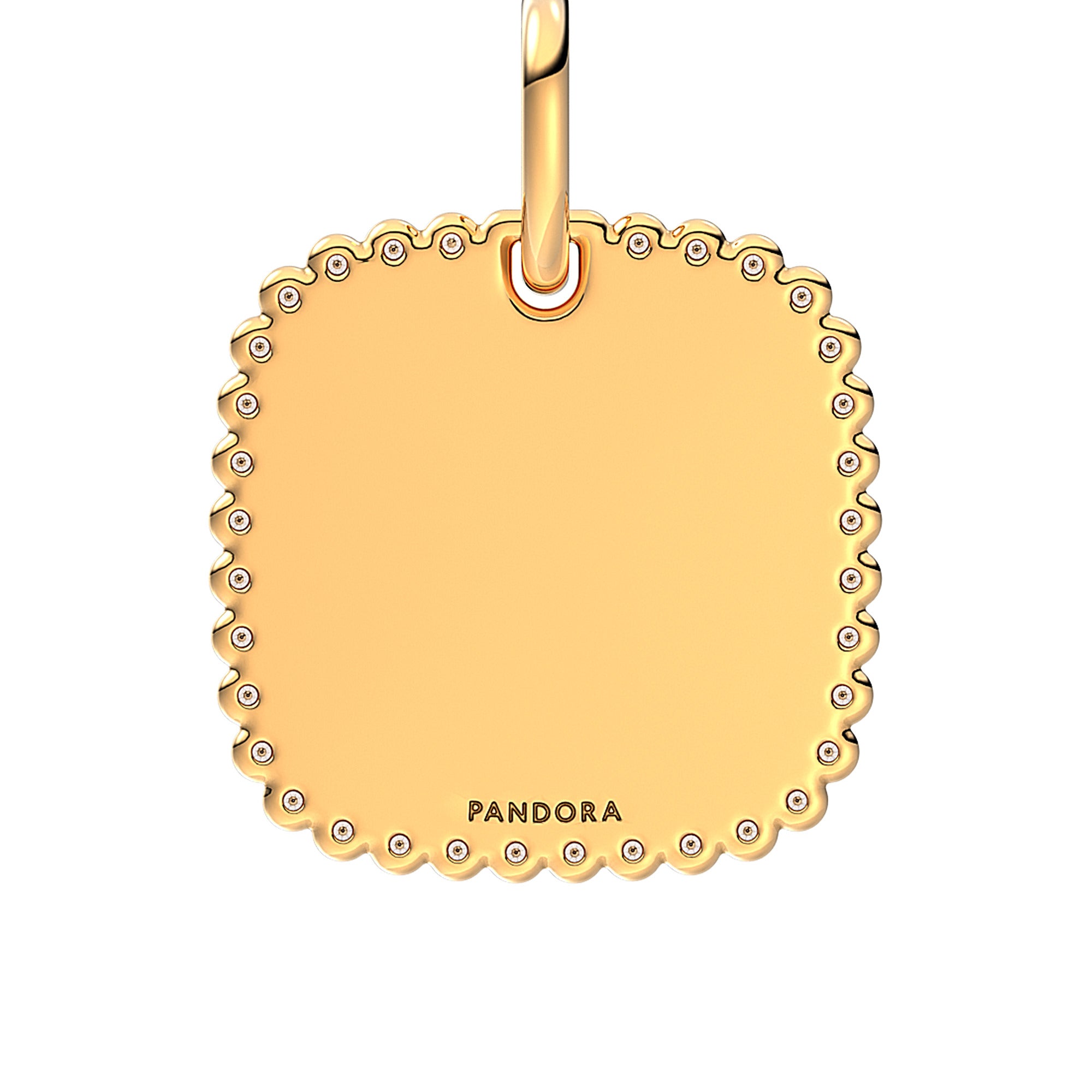 Engravable Square 14K Gold-Plated Pendant With Clear Cubic Zirconia