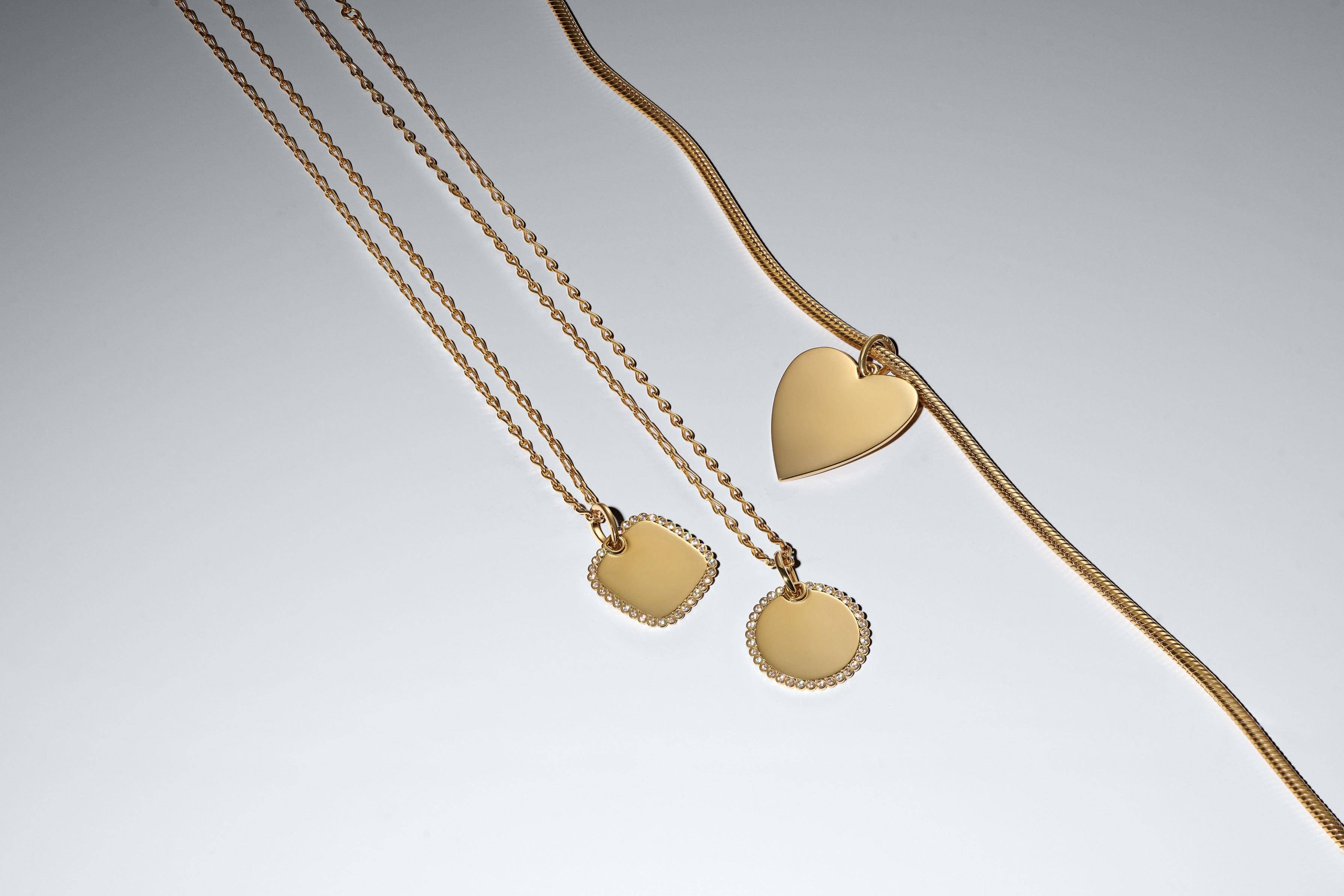 Engravable Square 14K Gold-Plated Pendant With Clear Cubic Zirconia