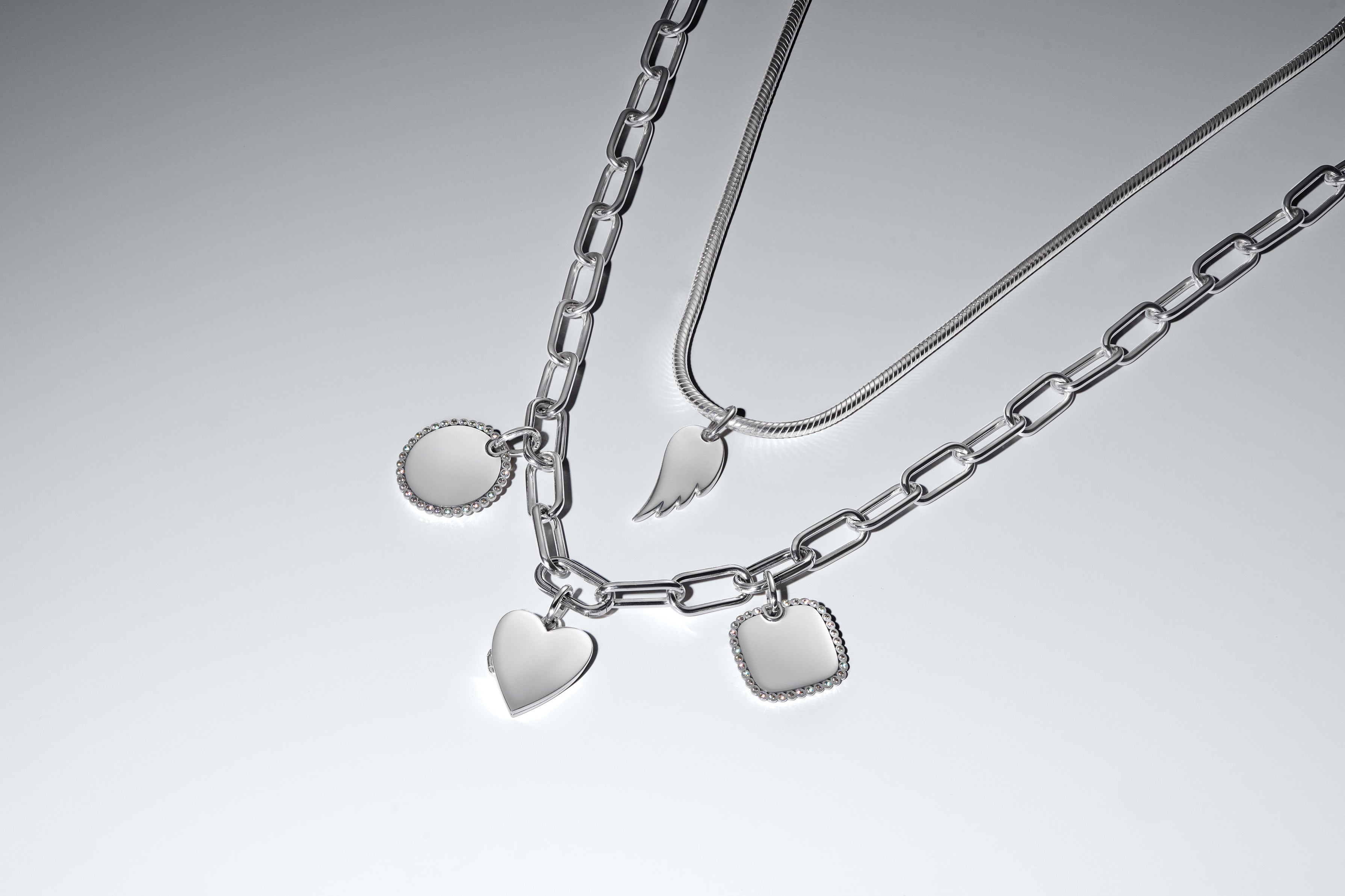 Engravable Square Sterling Silver Pendant With Clear Cubic Zirconia