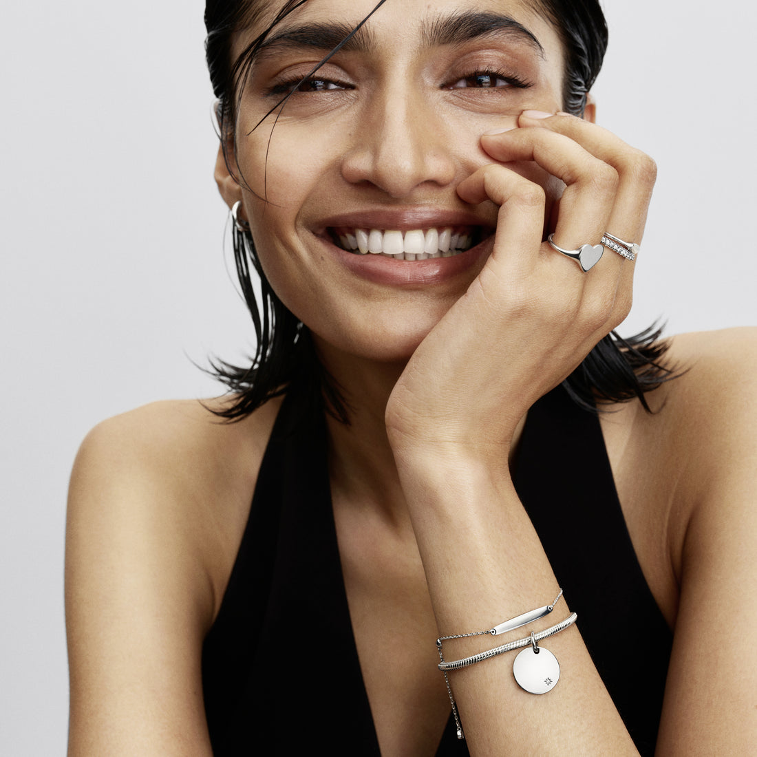 Engravable Sterling Silver Bar Bracelet With Clear Cubic Zirconia