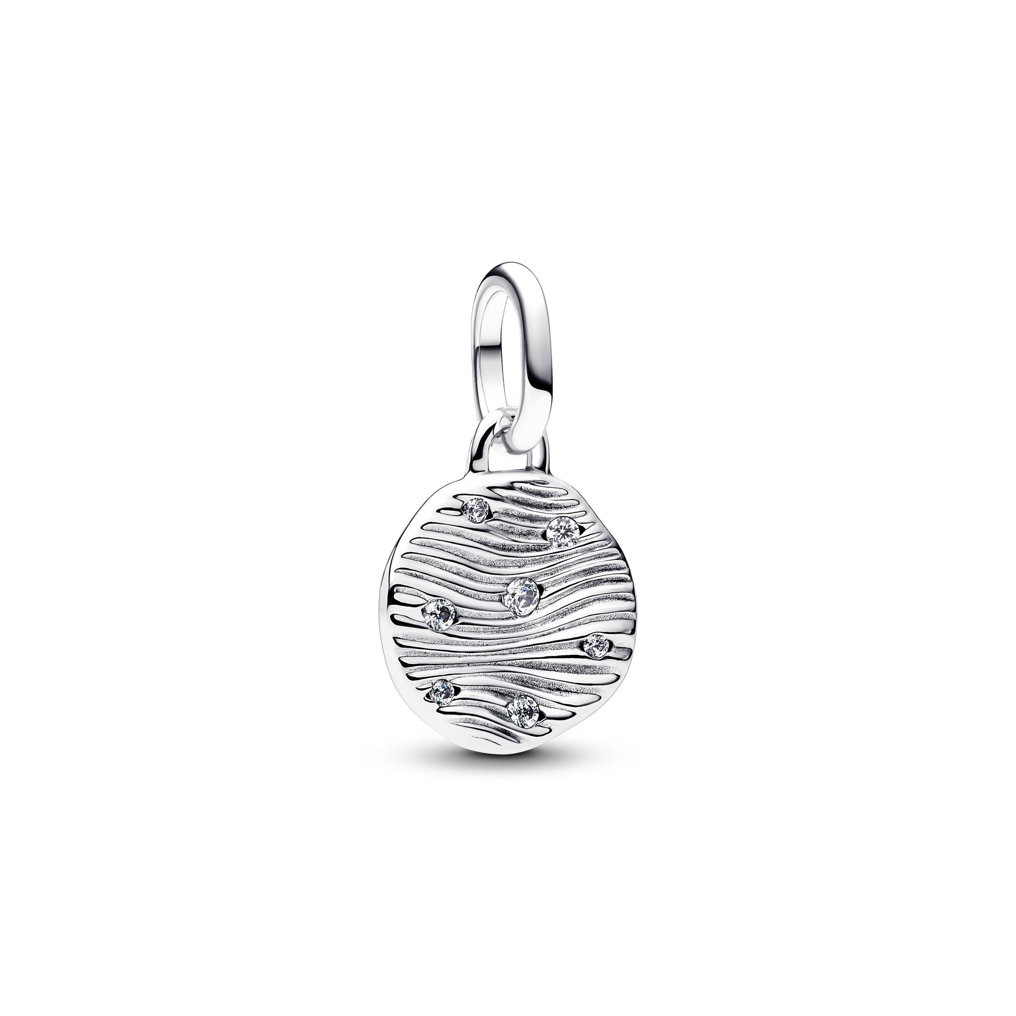 Engravable Sterling Silver Mini Medallion With Clear Cubic Zirconia