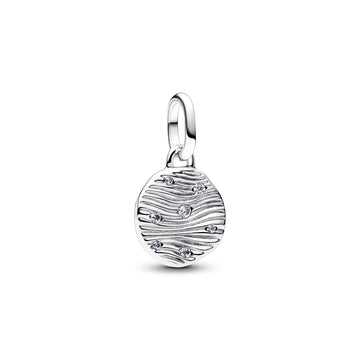 Engravable Sterling Silver Mini Medallion With Clear Cubic Zirconia