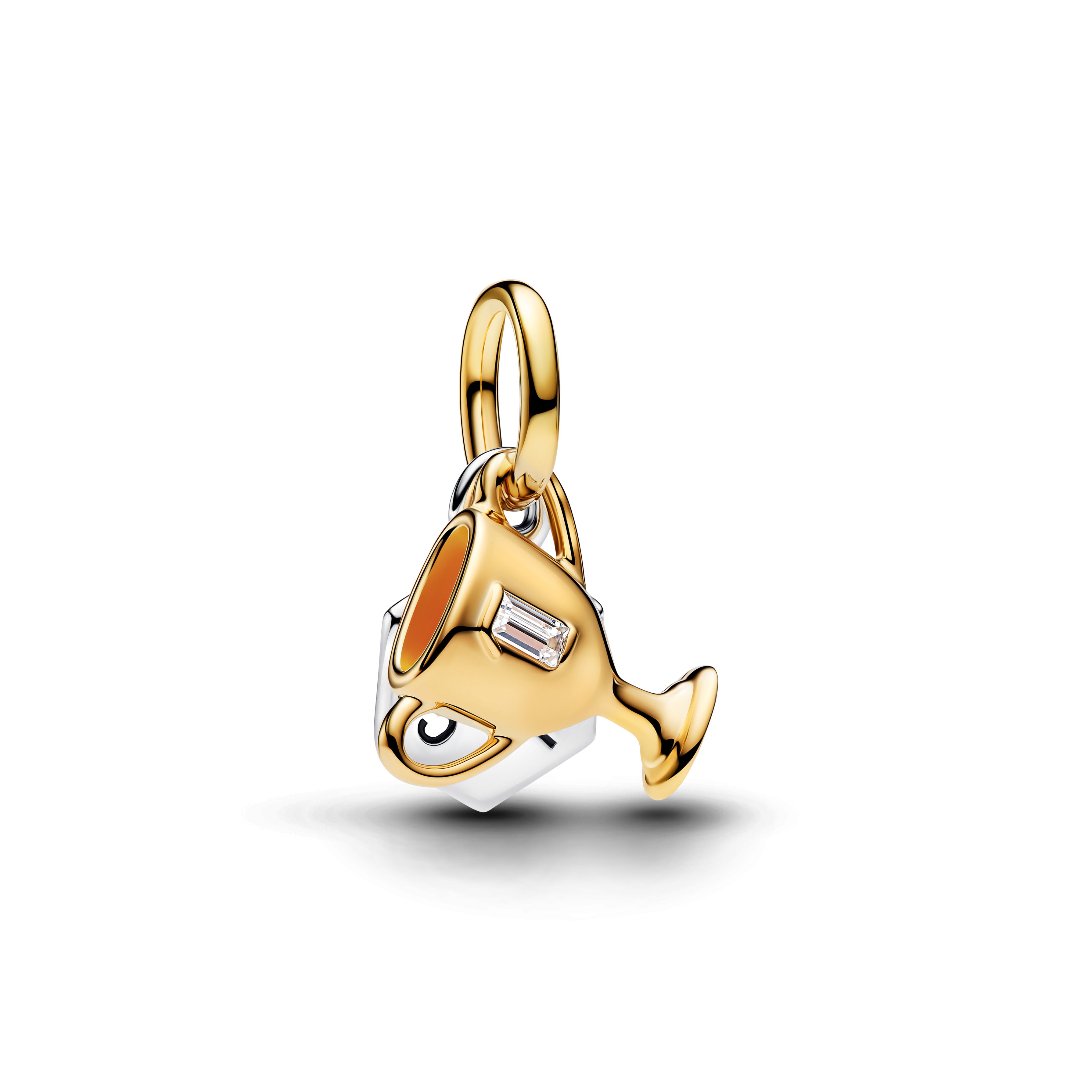 Engravable  Trophy Sterling Silver And 14K Gold-Plated Double Dangle With Clear Cubic Zirconia And Black Enamel