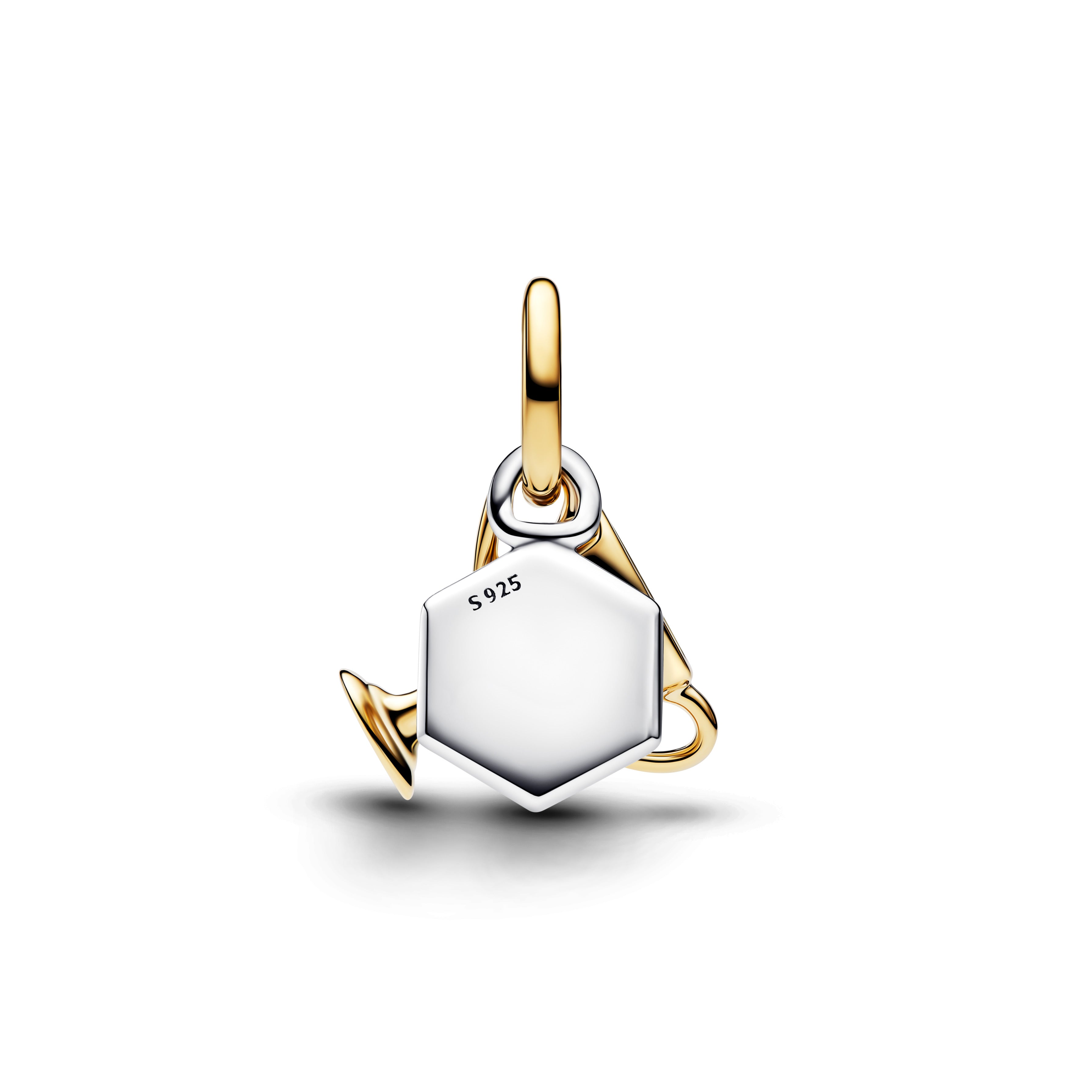 Engravable  Trophy Sterling Silver And 14K Gold-Plated Double Dangle With Clear Cubic Zirconia And Black Enamel