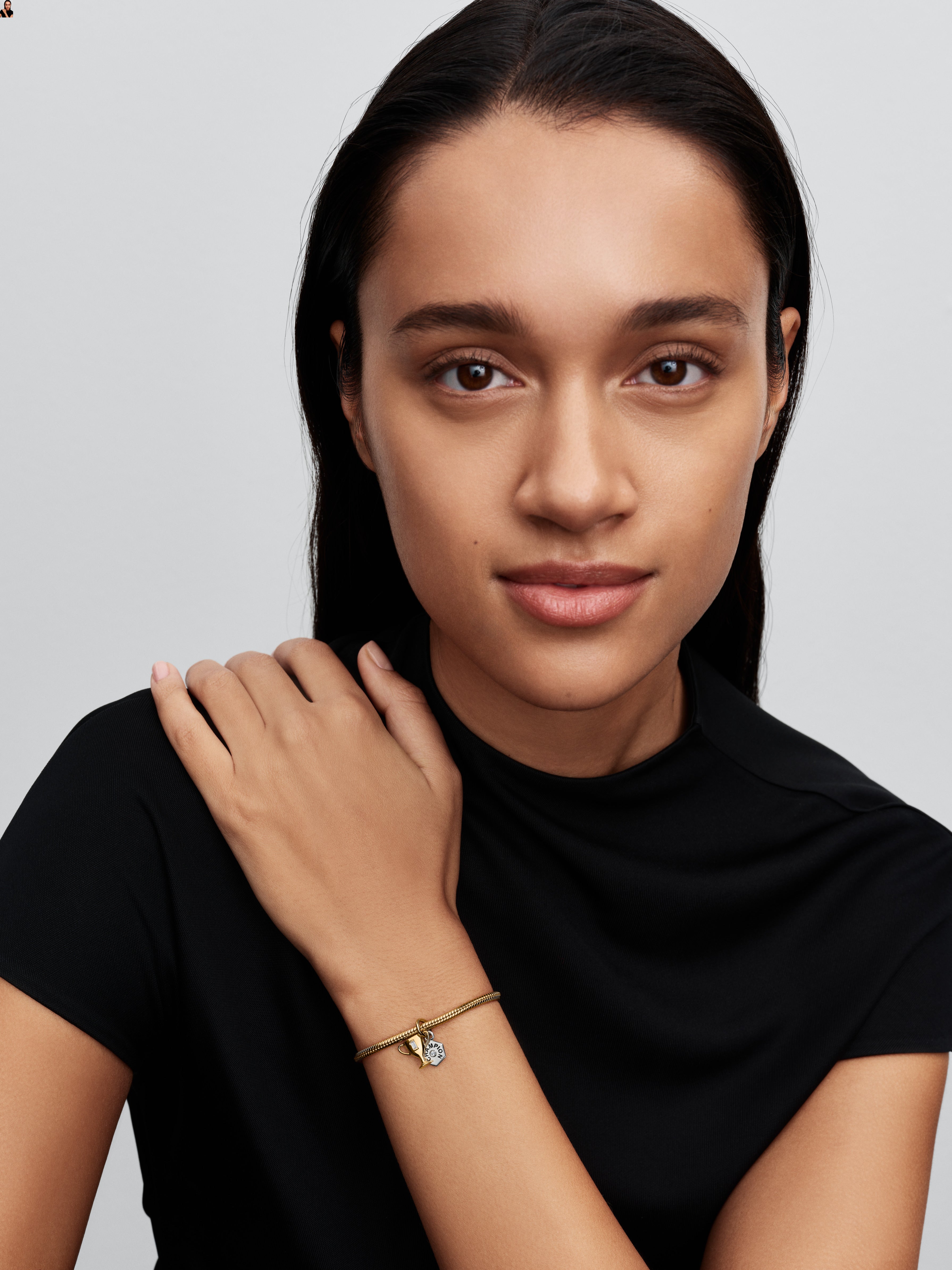 Engravable  Trophy Sterling Silver And 14K Gold-Plated Double Dangle With Clear Cubic Zirconia And Black Enamel