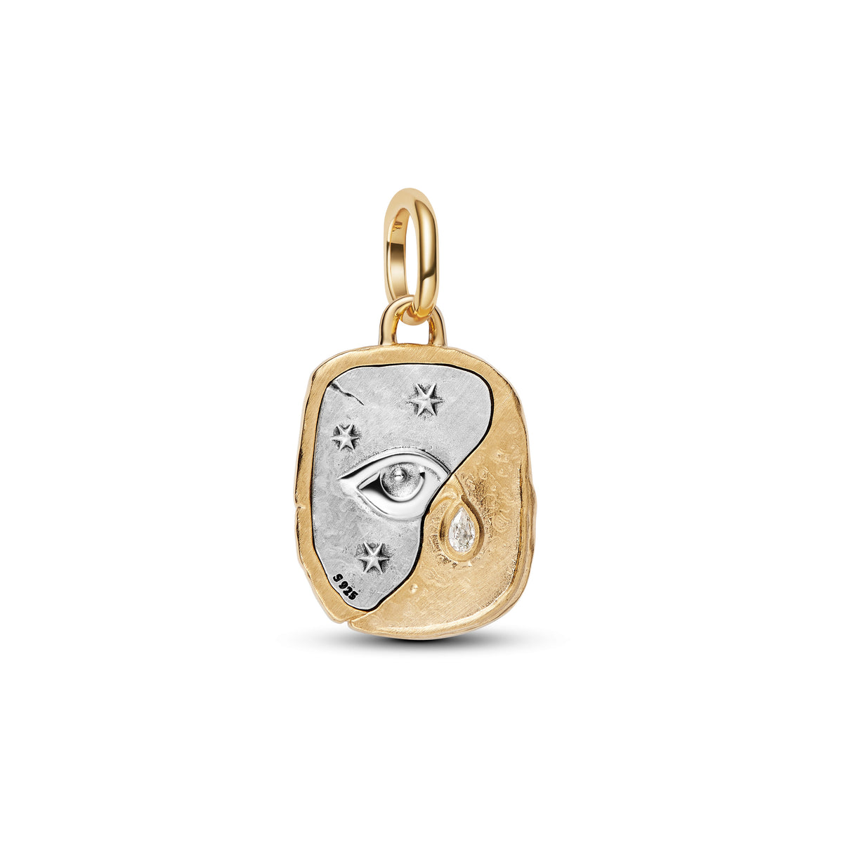 Eye Sterling Silver And 14K Gold-Plated Medallion With Clear Cubic Zirconia