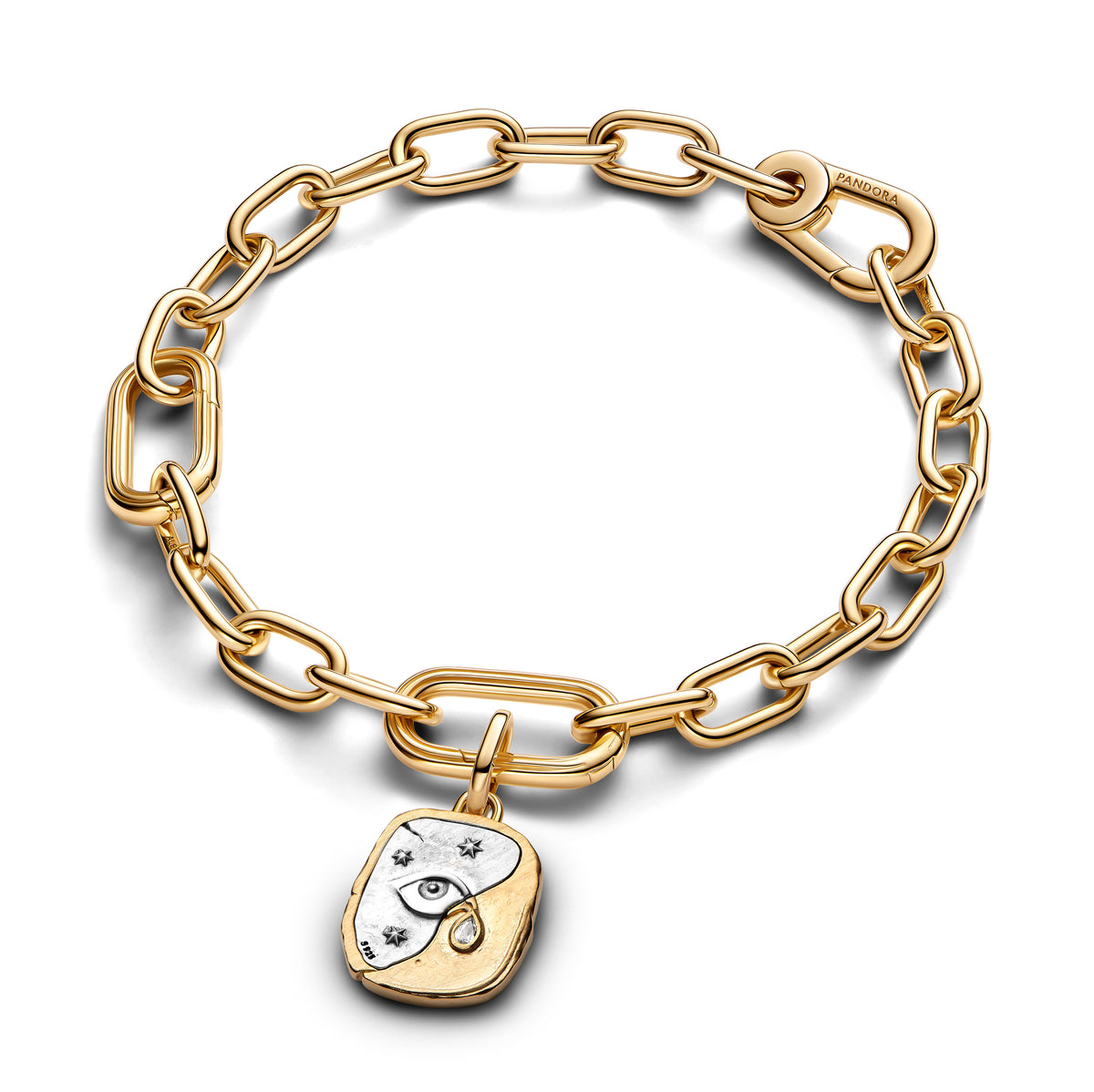 Eye Sterling Silver And 14K Gold-Plated Medallion With Clear Cubic Zirconia
