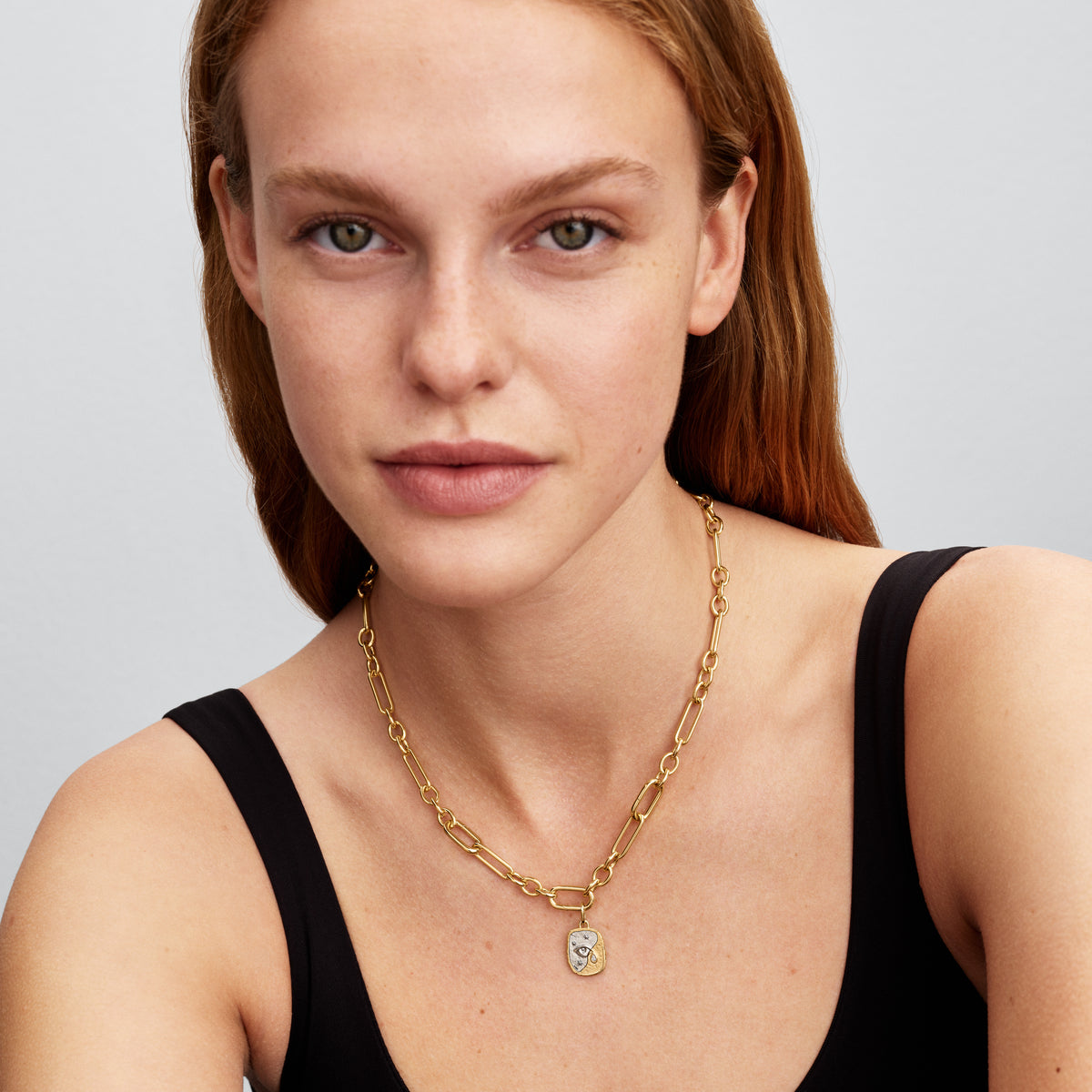Eye Sterling Silver And 14K Gold-Plated Medallion With Clear Cubic Zirconia