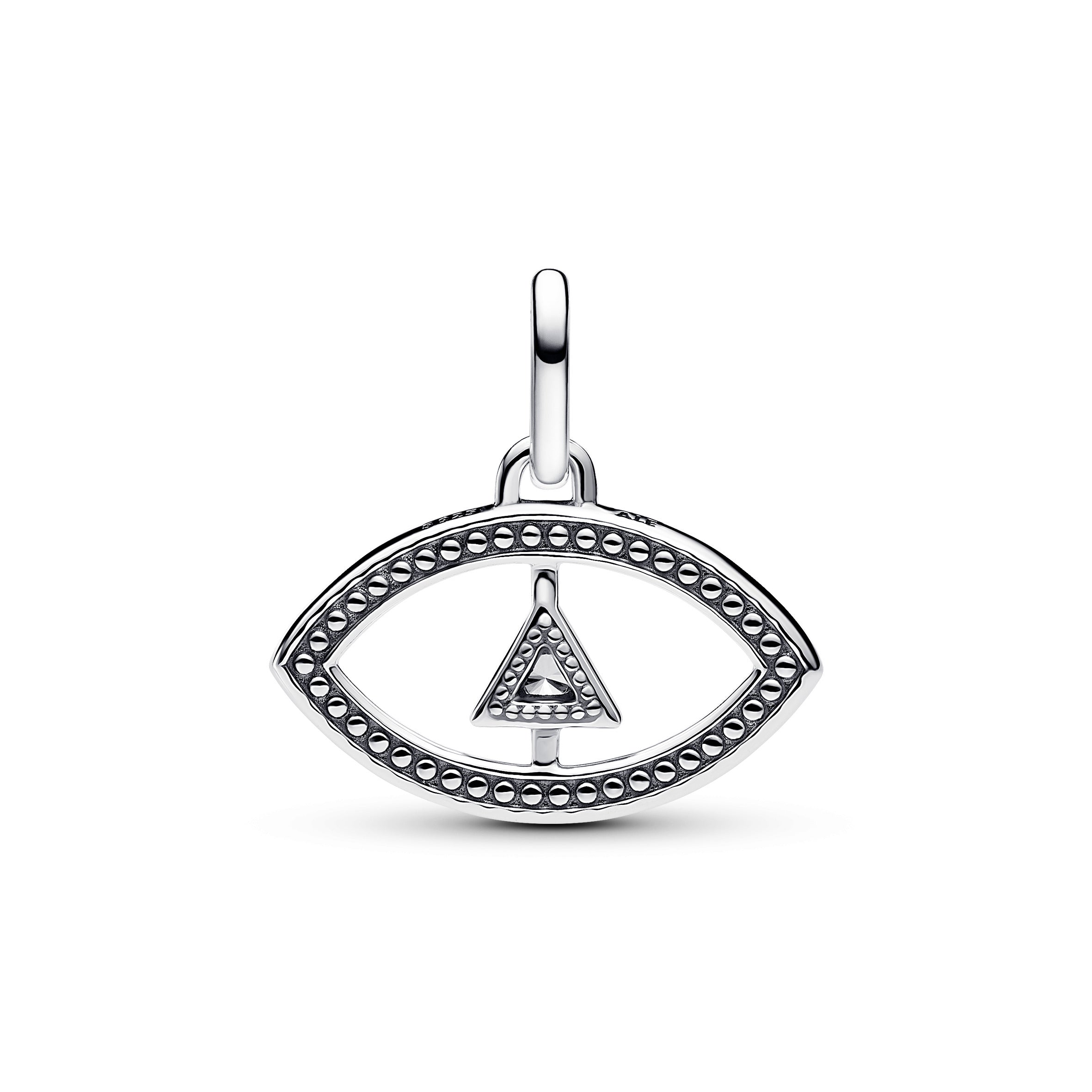 Eye Sterling Silver Medallion With Clear Cubic Zirconia