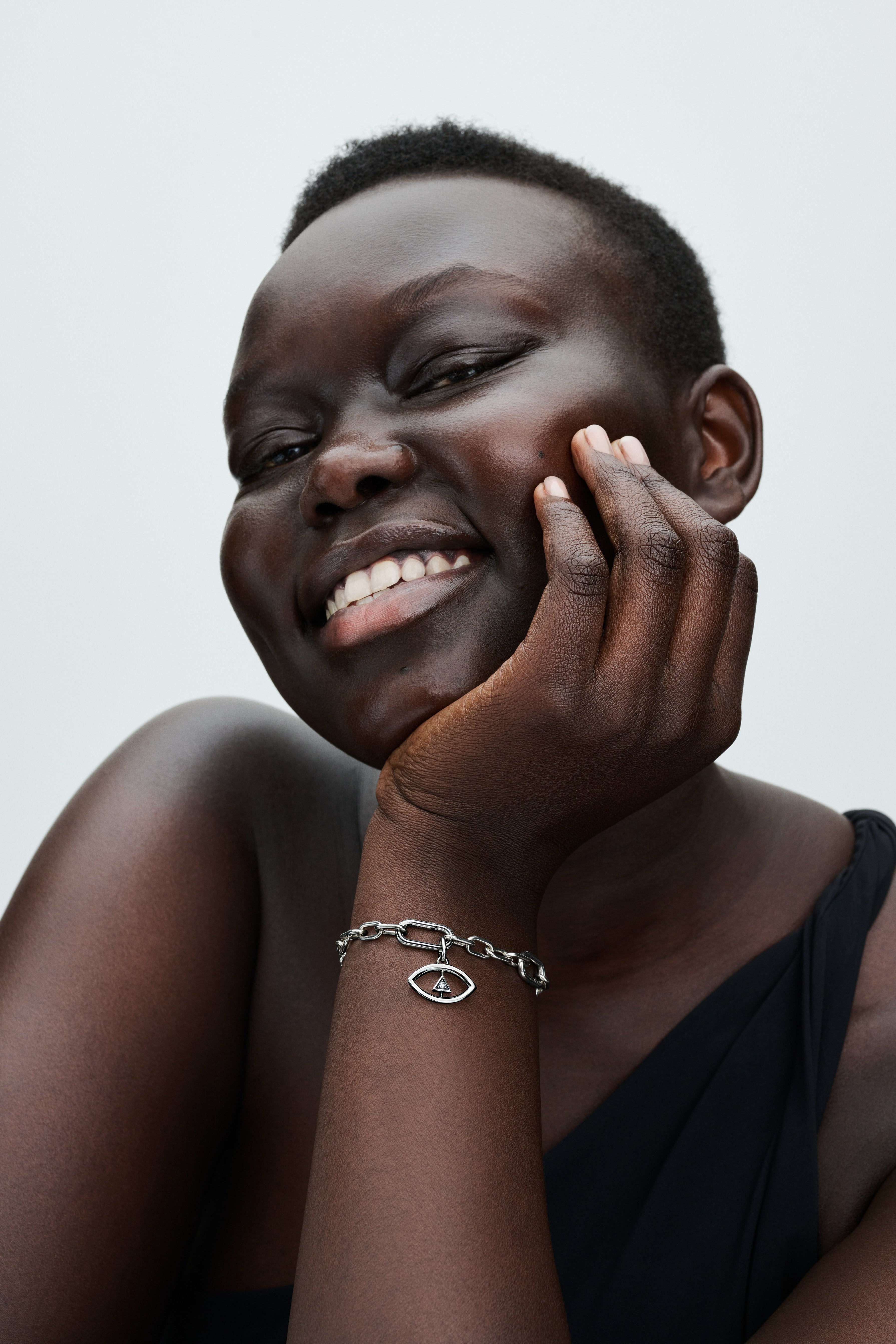 Eye Sterling Silver Medallion With Clear Cubic Zirconia