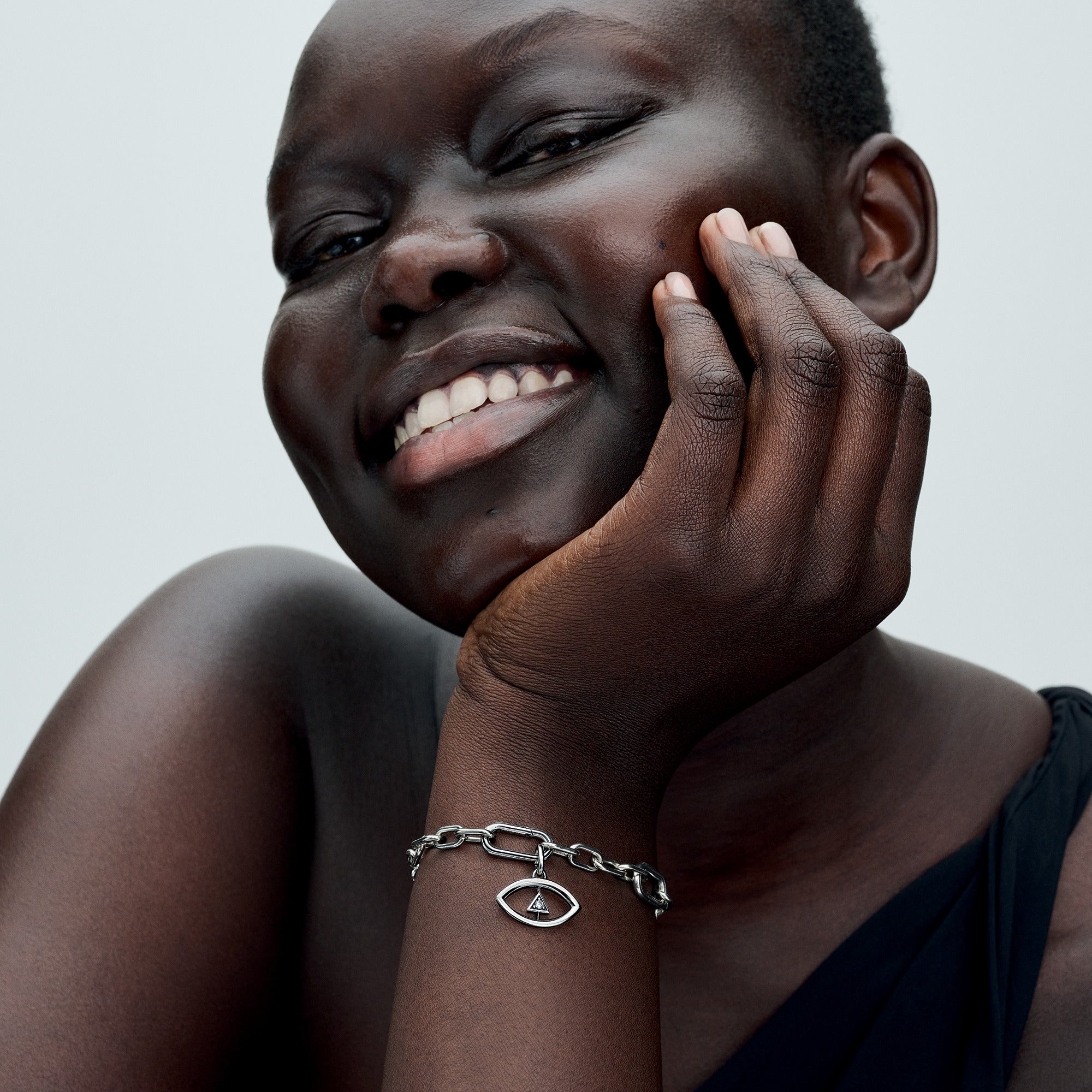 Eye Sterling Silver Medallion With Clear Cubic Zirconia