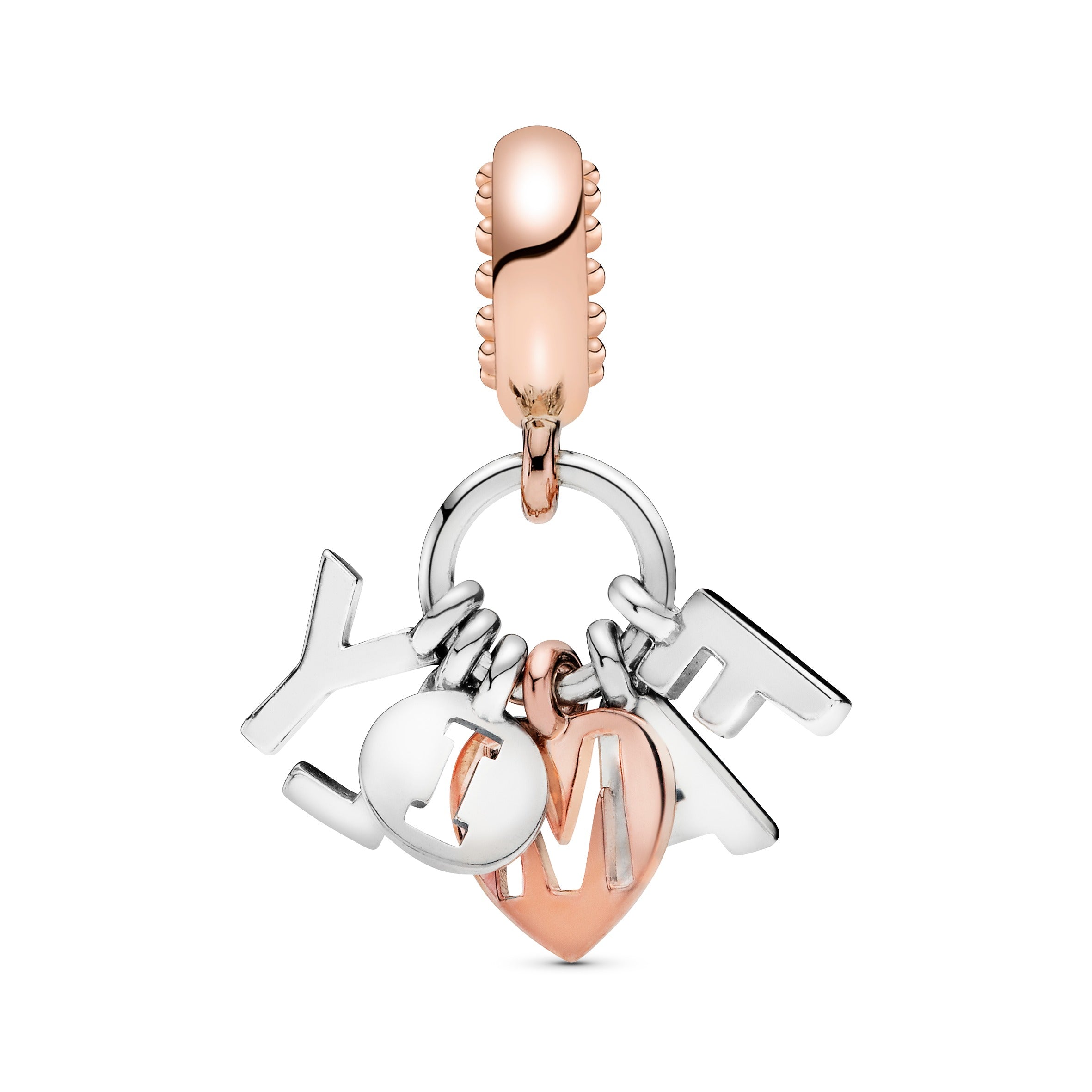 Family 14K Rose Gold-Plated And Silver Dangle With Clear Cubic Zirconia