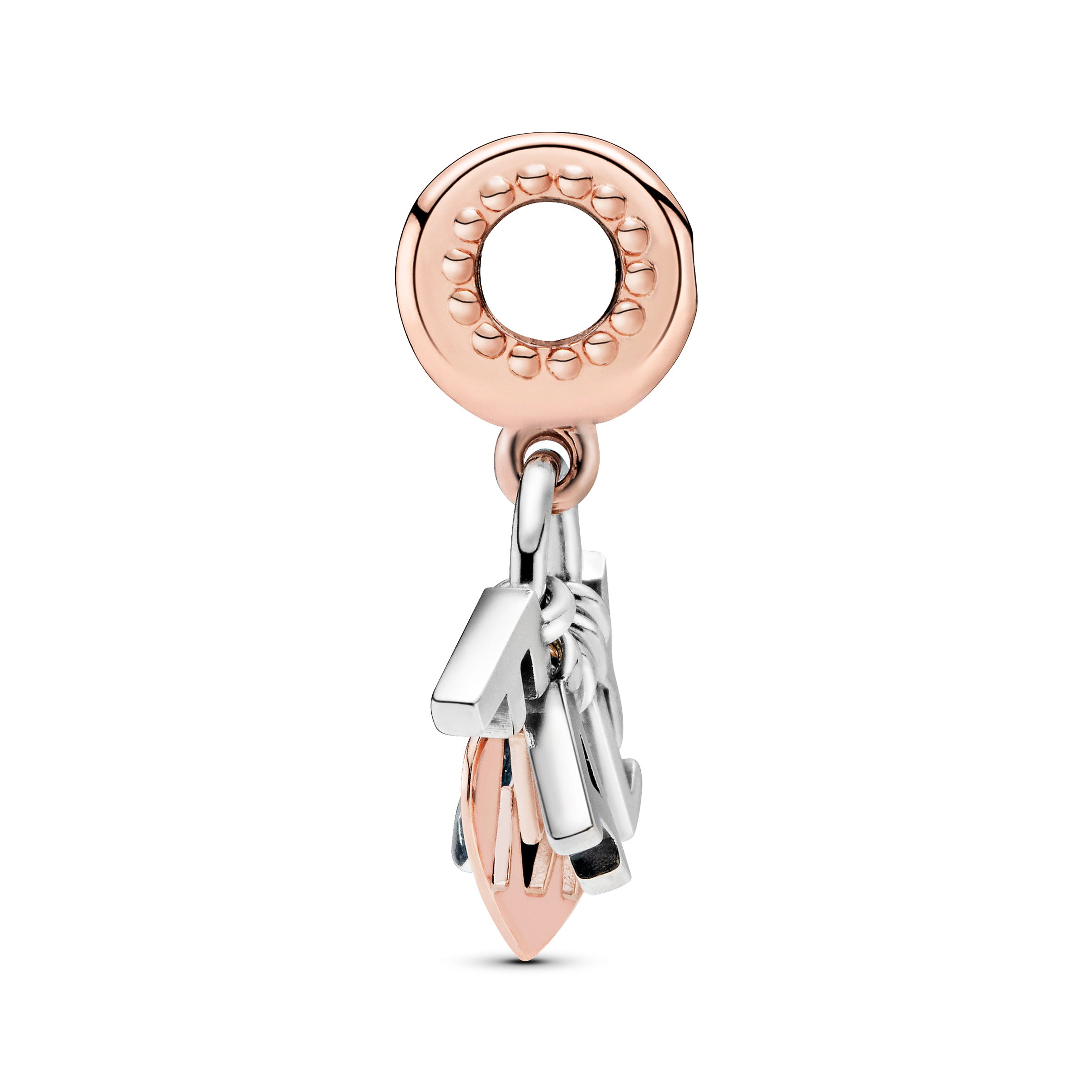 Family 14K Rose Gold-Plated And Silver Dangle With Clear Cubic Zirconia