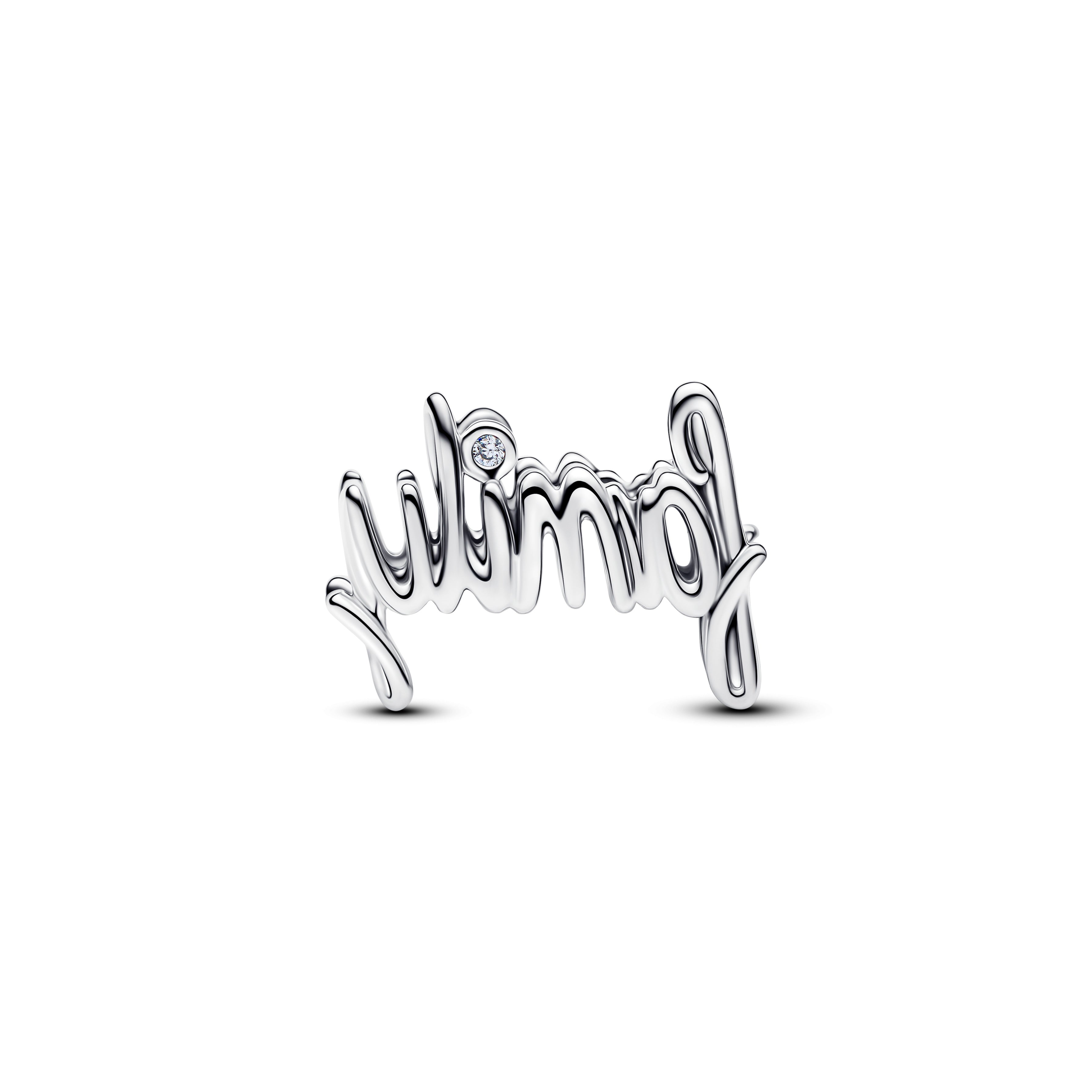 Family Sterling Silver Charm With Clear Cubic Zirconia