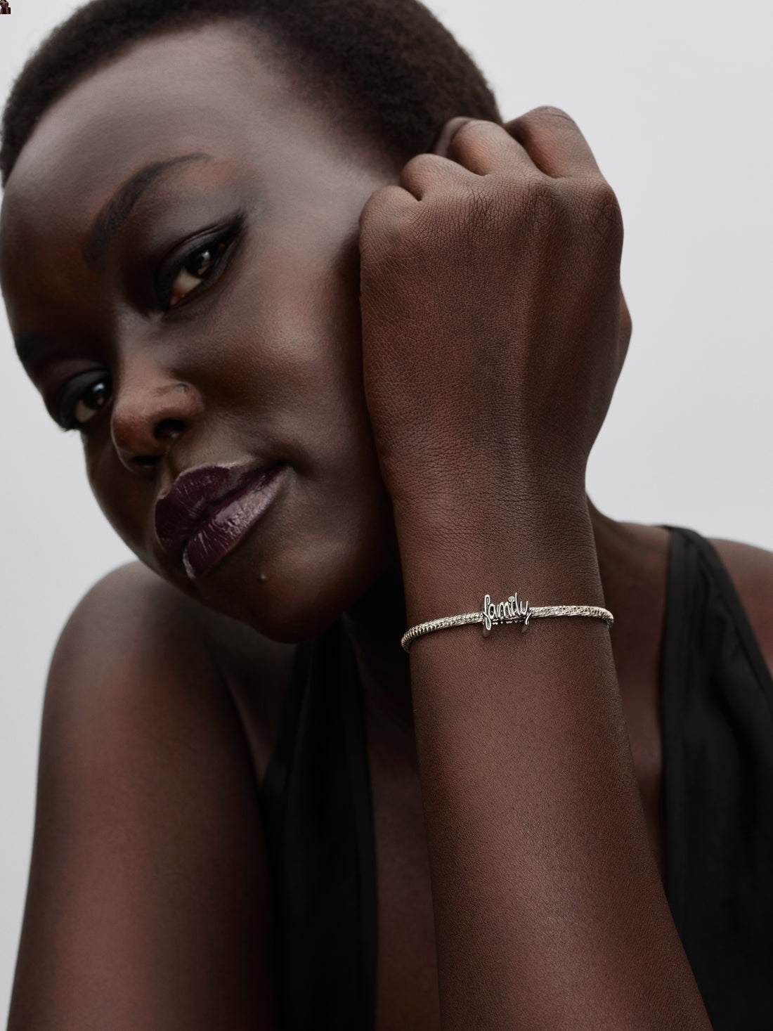 Family Sterling Silver Charm With Clear Cubic Zirconia