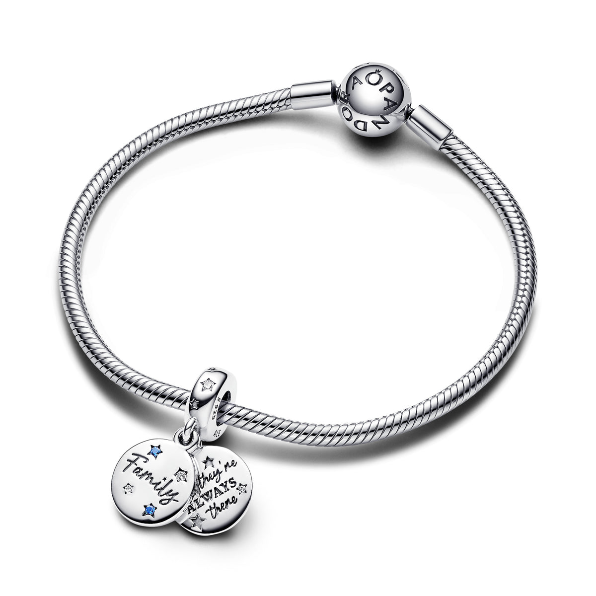 792201c01 Family Sterling Silver Double Dangle With Stellar Blue Crystal And Cle ...