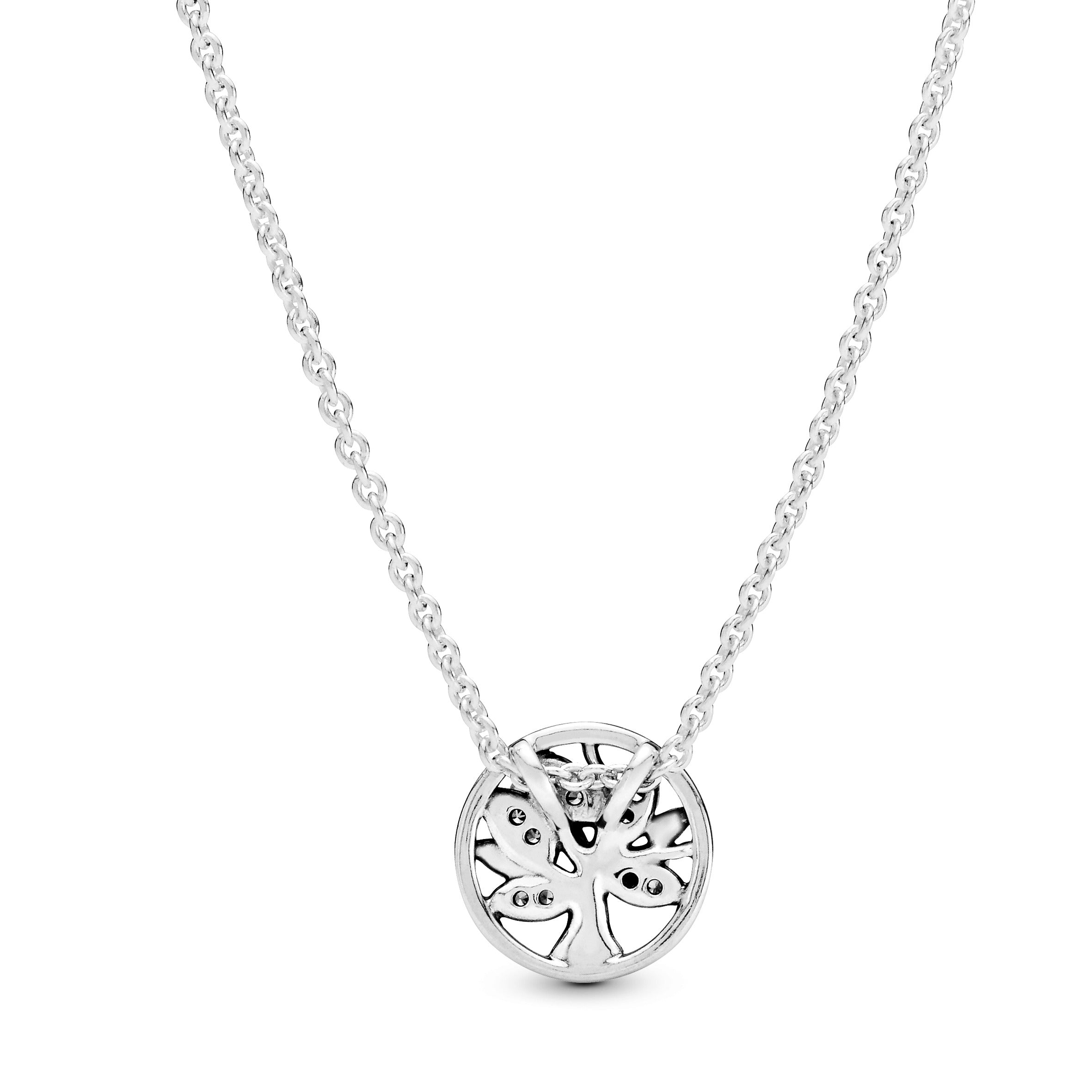 Family Tree Silver Collier With Clear Cubic Zirconia