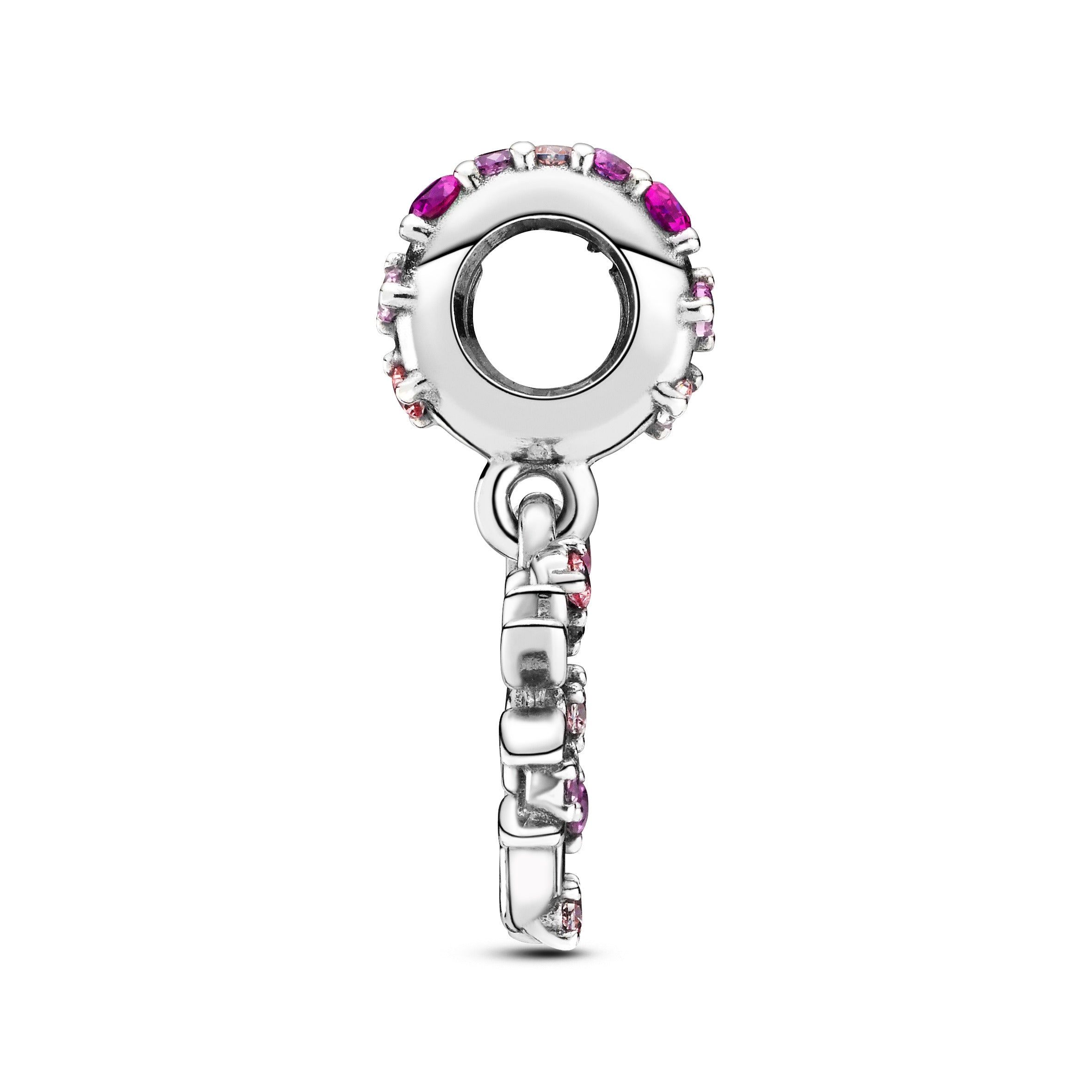 Family Tree Sterling Silver Dangle With Fancy Fairy Tale Pink Cubic Zirconia, Synthetic Pink Sapphire And Synthetic Ruby