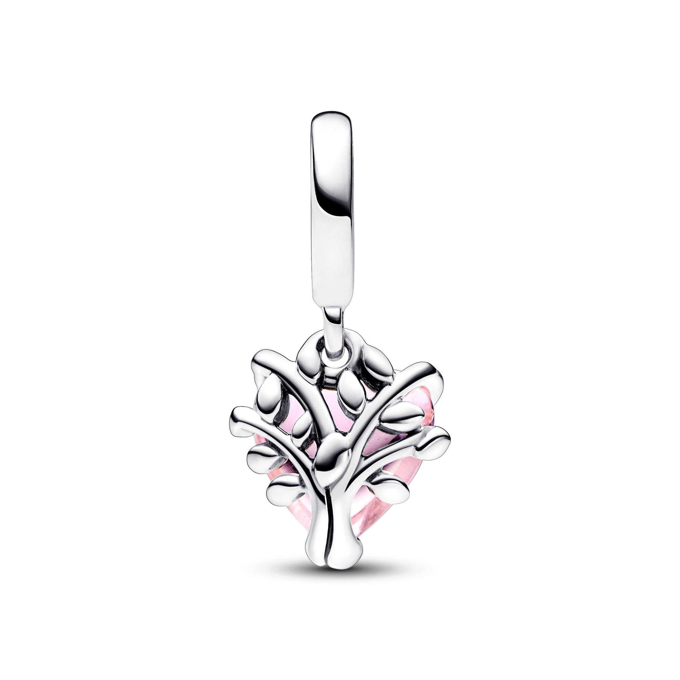 Family Tree Sterling Silver Dangle With Fancy Fairy Tale Pink Cubic Zirconia And Rose Shadow Pink Crystal