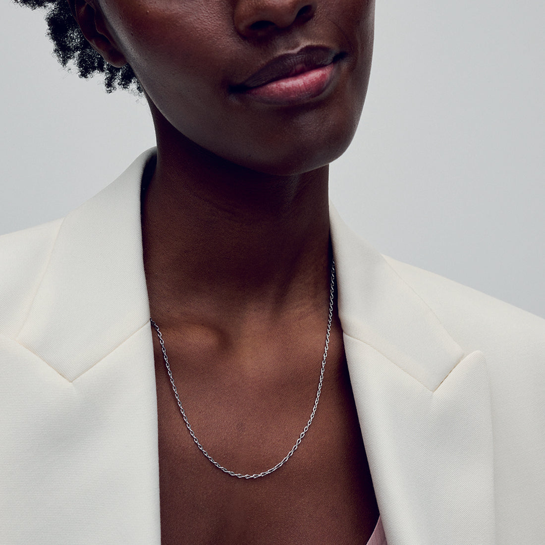 Figure Of 8 Chain Link Sterling Silver Necklace