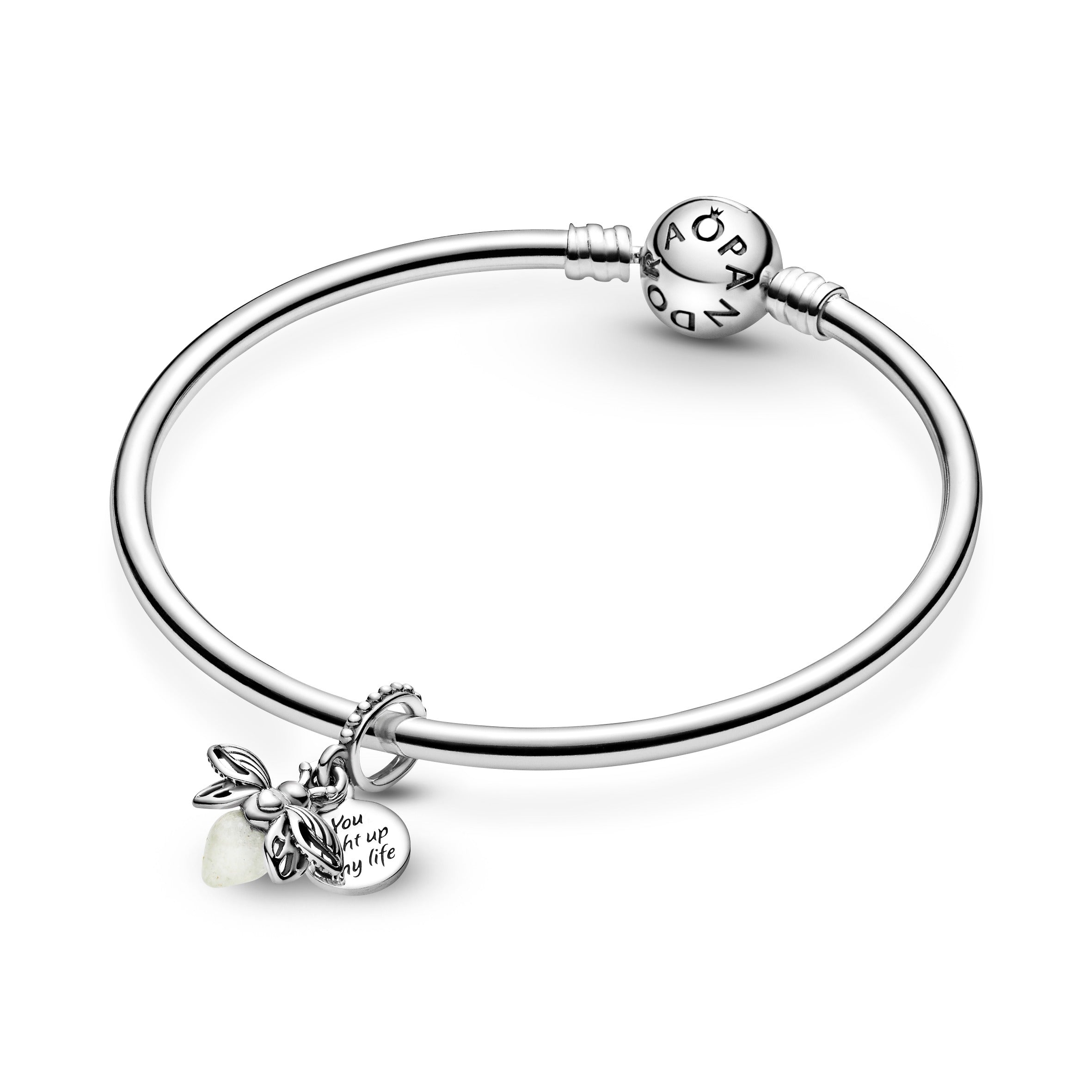 Firefly Sterling Silver Dangle With Milky Green Photoluminescent Glass