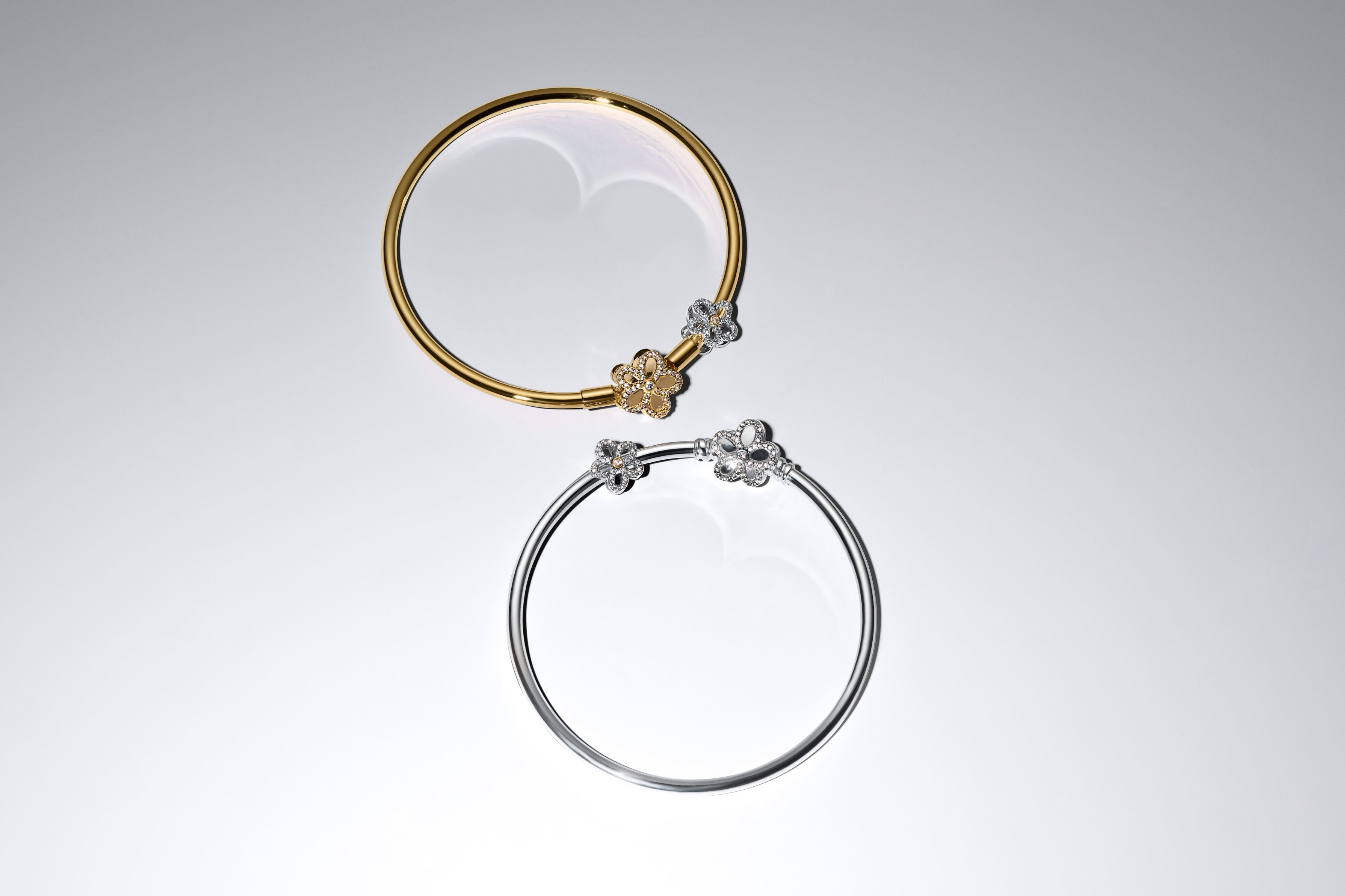 Flower Sterling Silver And 14K Gold-Plated Charm With Clear Cubic Zirconia