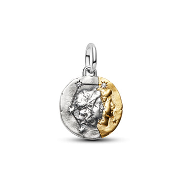Gemini Sterling Silver And 14K Gold-Plated Medallion With Clear Cubic Zirconia