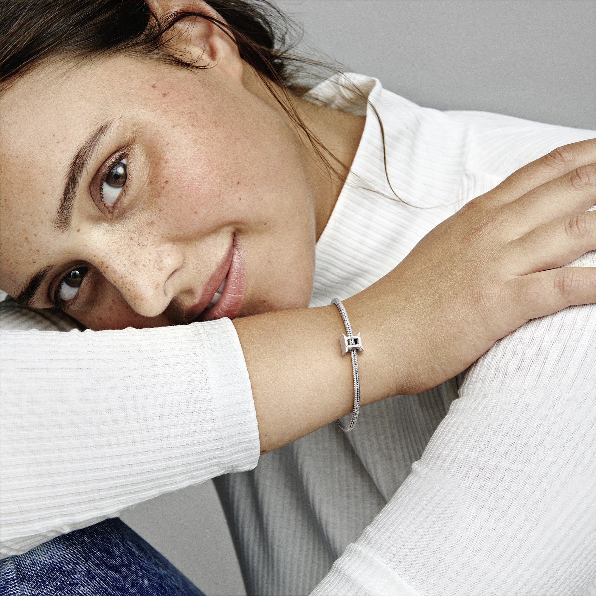 Gemini Sterling Silver Charm With Clear Cubic Zirconia