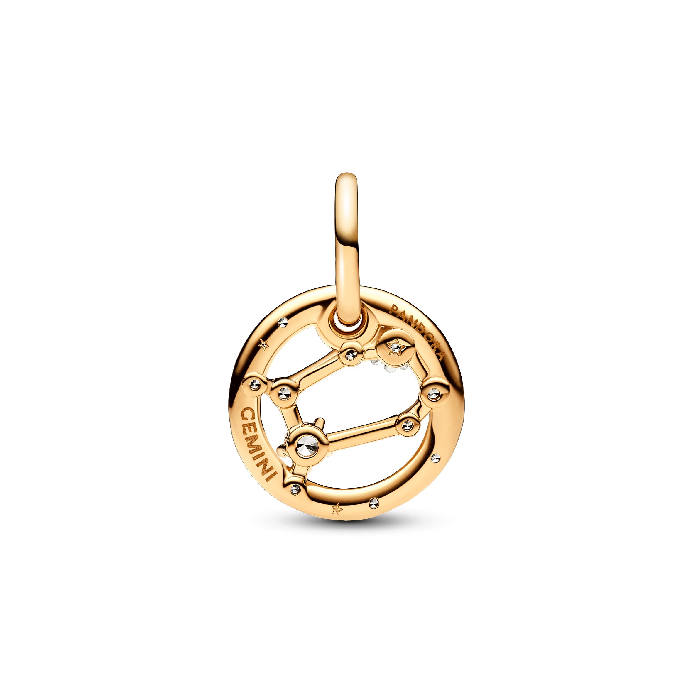 Gemini Zodiac 14K Gold-Plated Dangle With Clear Cubic Zirconia