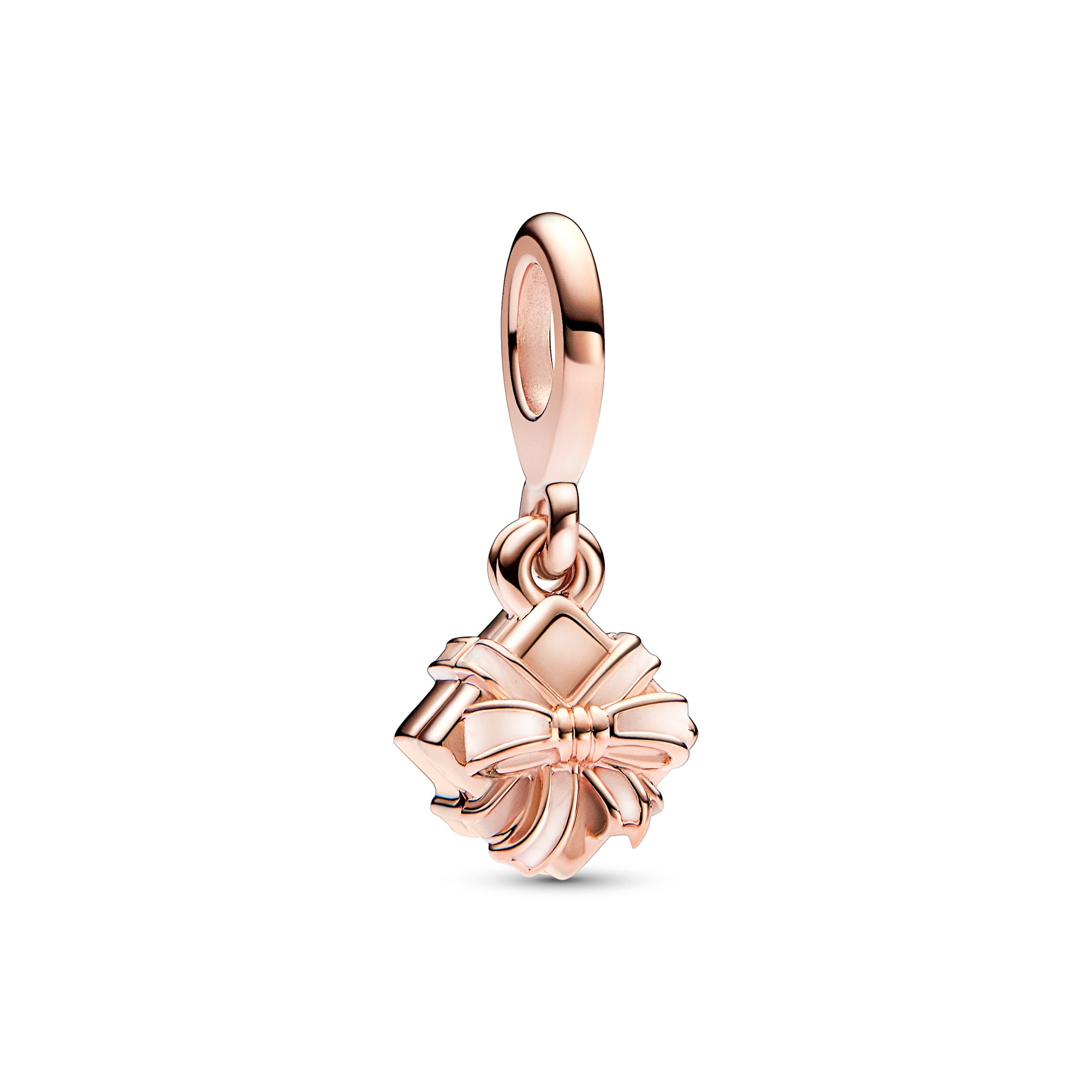 Gift 14K Rose Gold-Plated Dangle With Pink Enamel