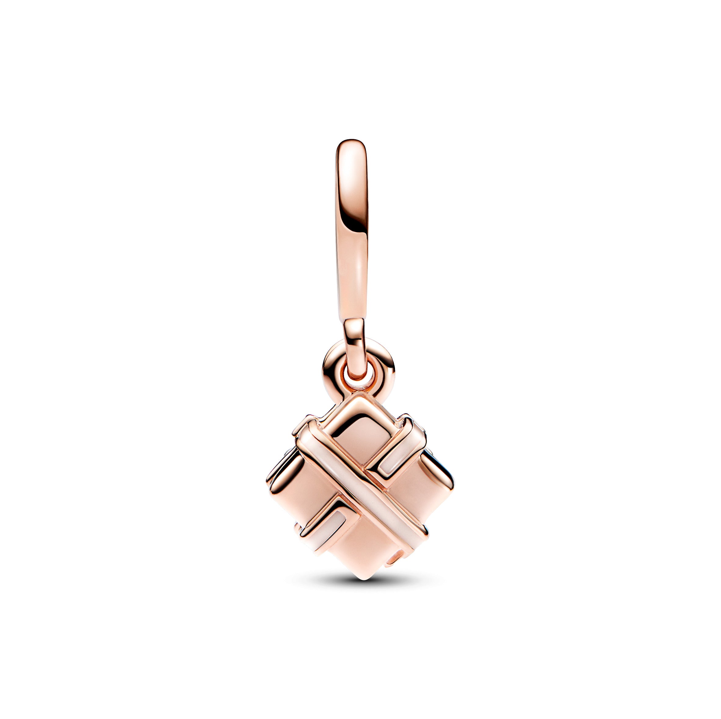 Gift 14K Rose Gold-Plated Dangle With Pink Enamel