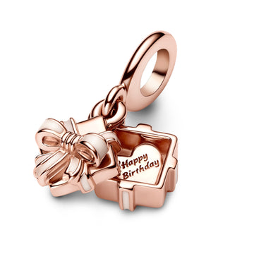 Gift 14K Rose Gold-Plated Dangle With Pink Enamel