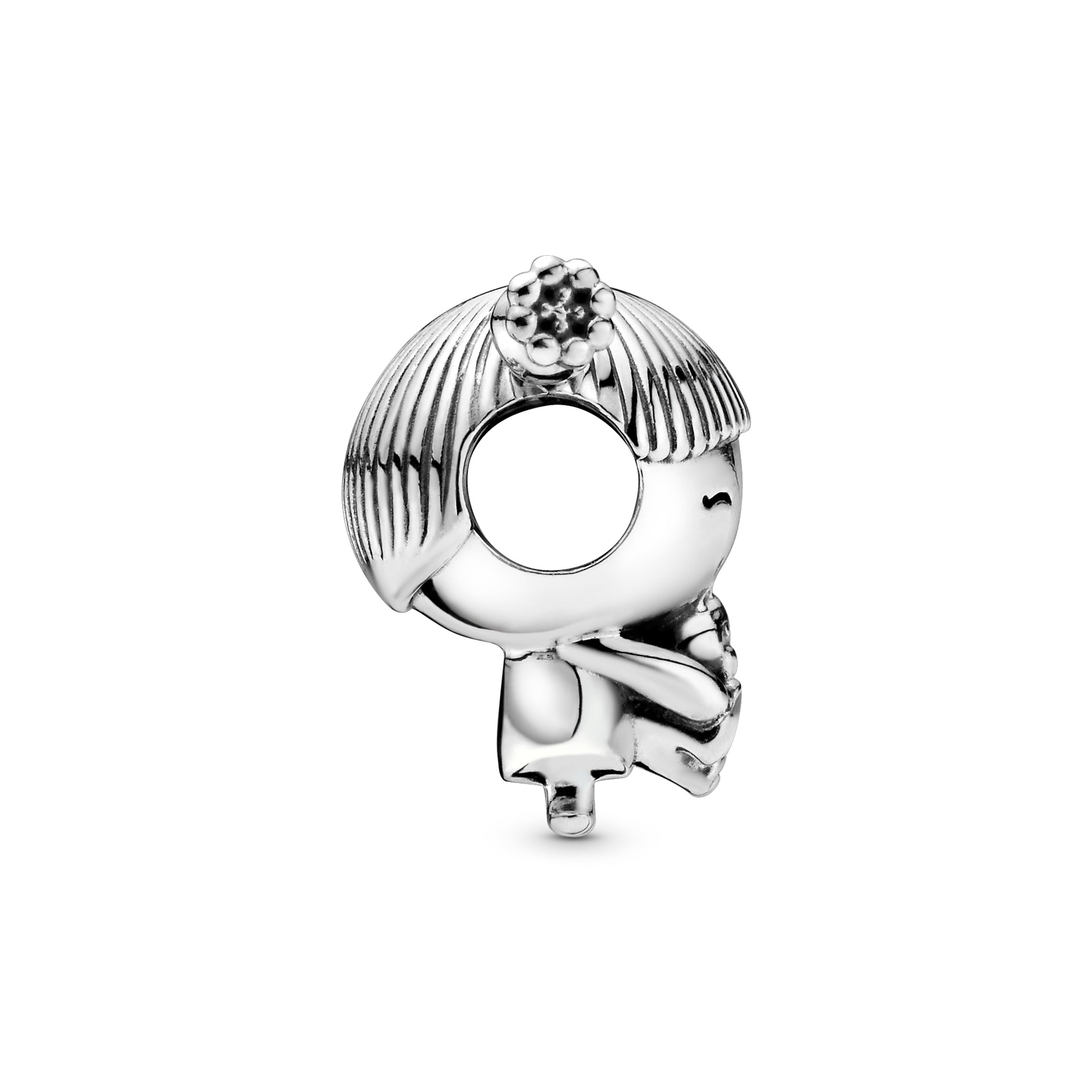 Girl Silver Charm With Pink Enamel