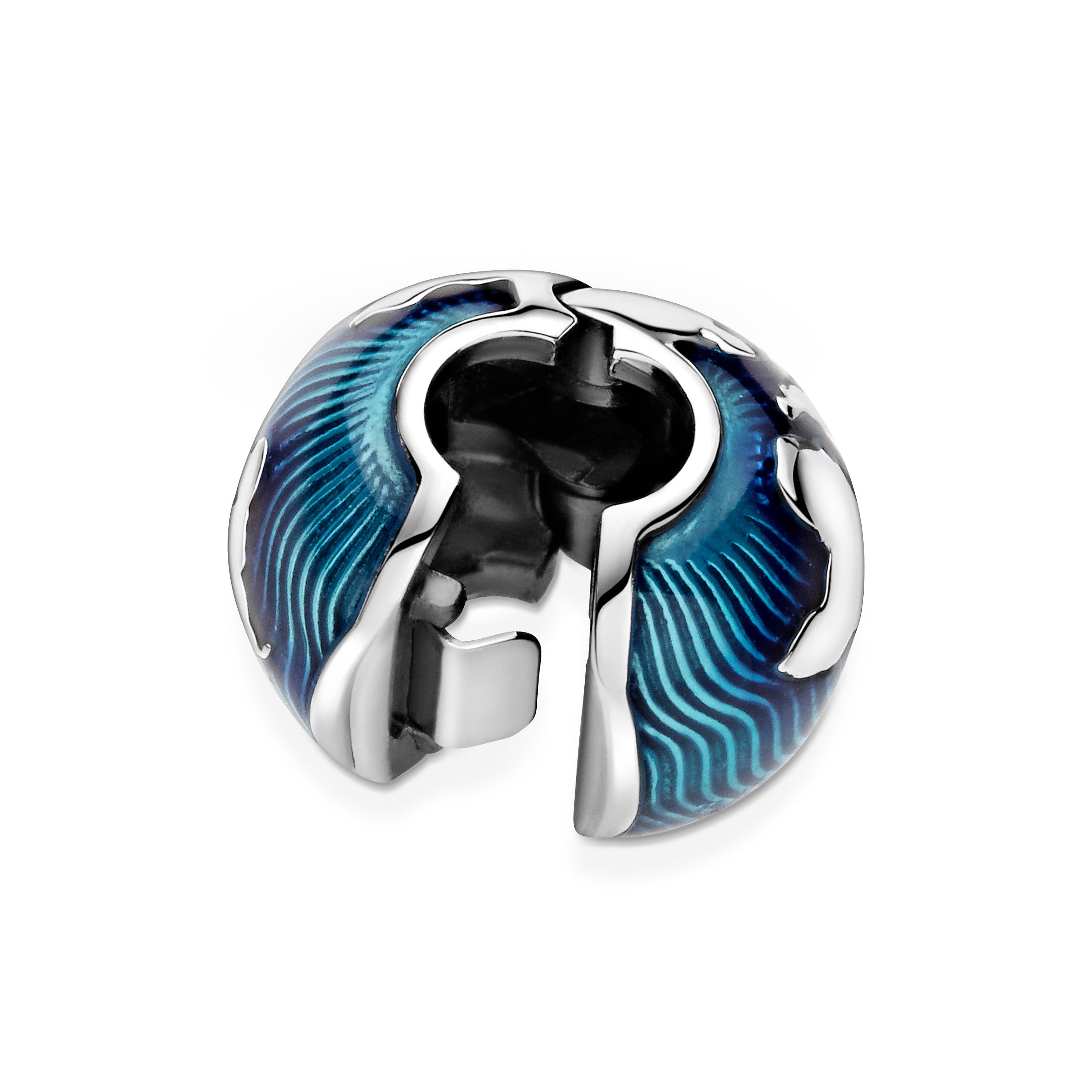 Globe Sterling Silver Clip With Transparent Blue Enamel
