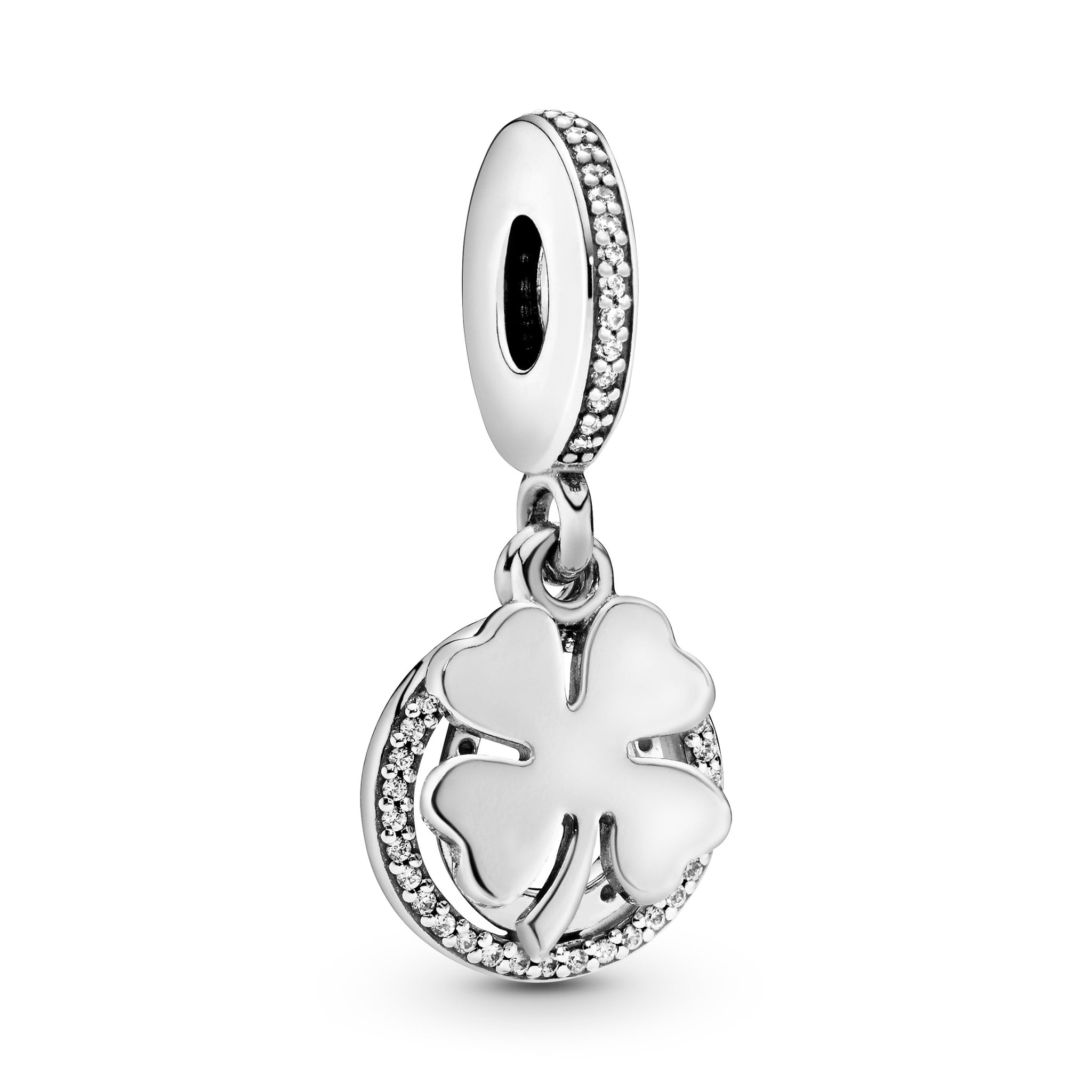 Good Luck Silver Dangle With Clear Cubic Zirconia