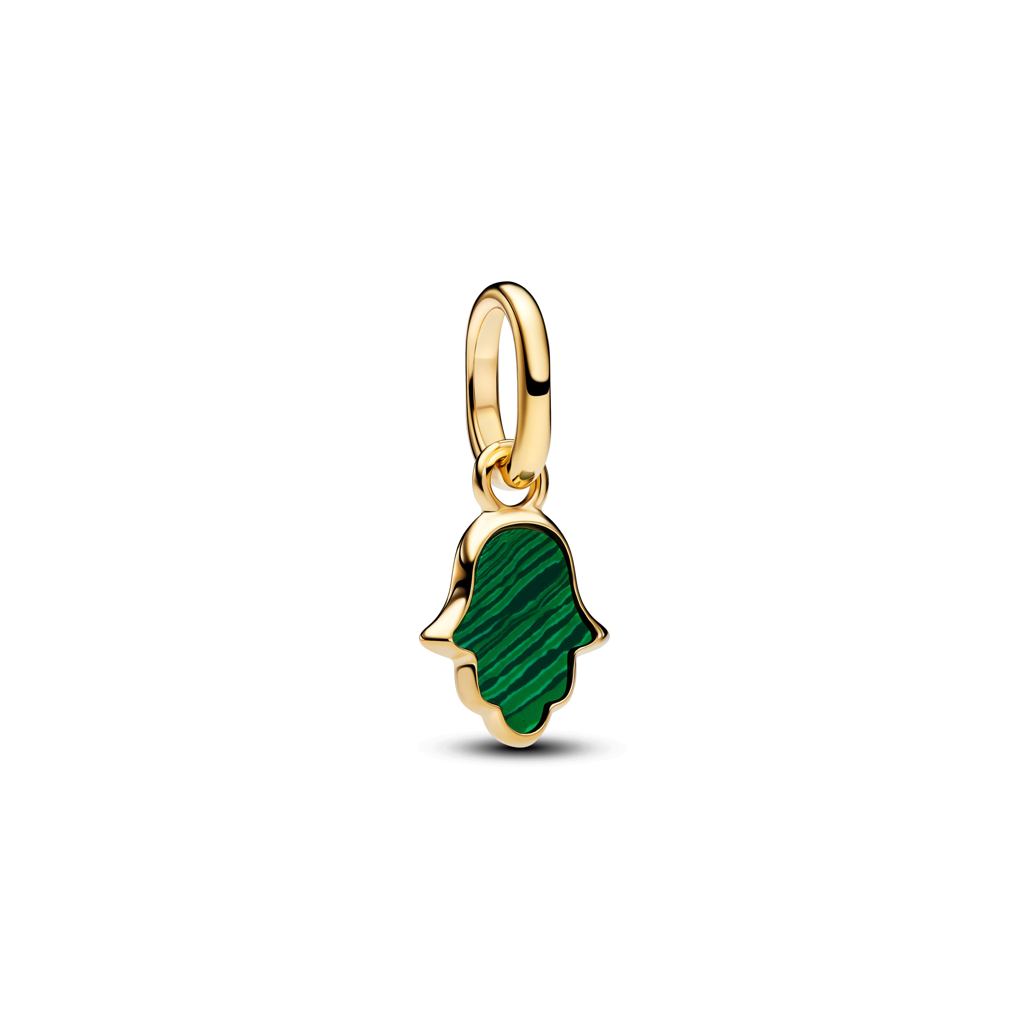 Hamsa Hand 14K Gold-Plated Mini Dangle With Imitation Malachite