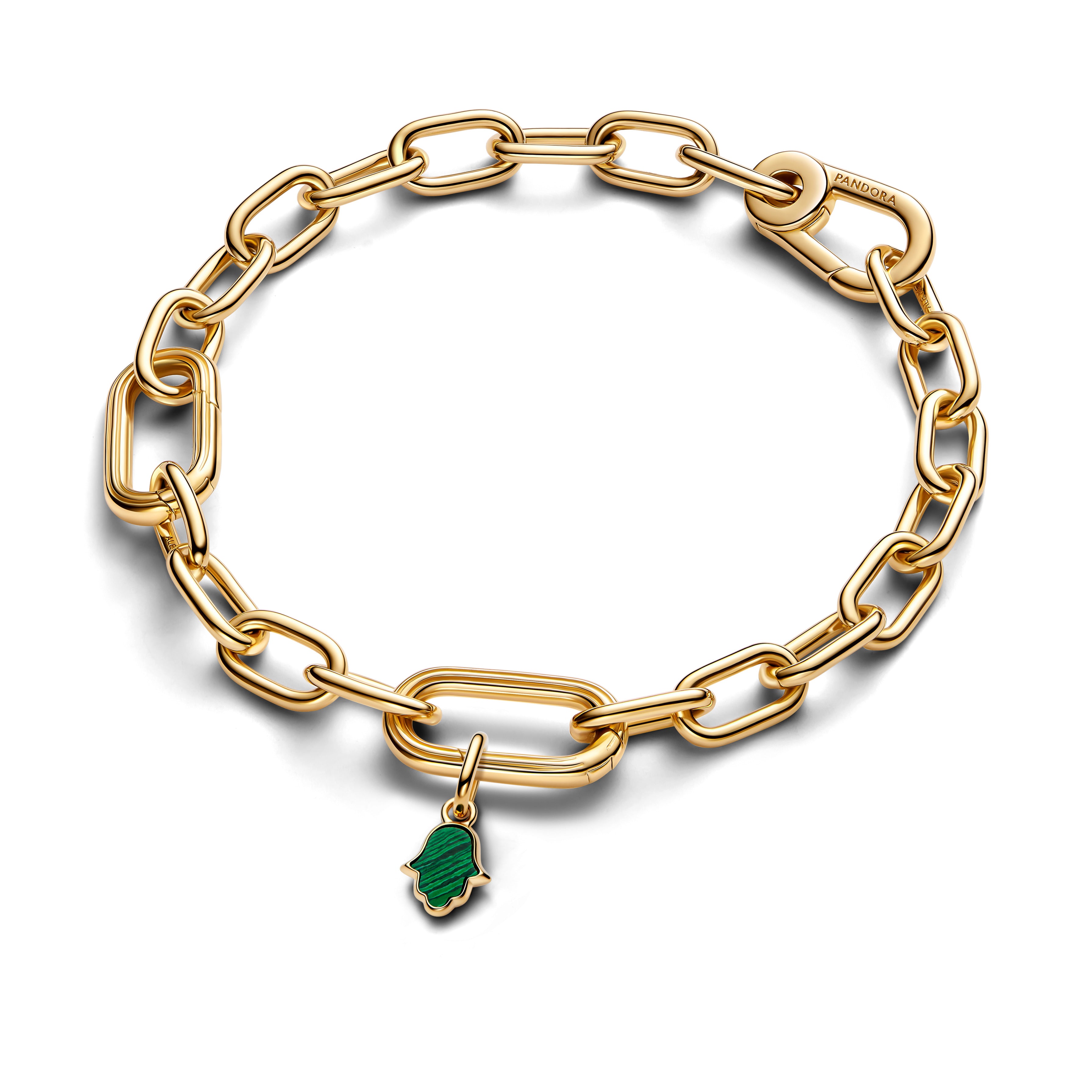Hamsa Hand 14K Gold-Plated Mini Dangle With Imitation Malachite