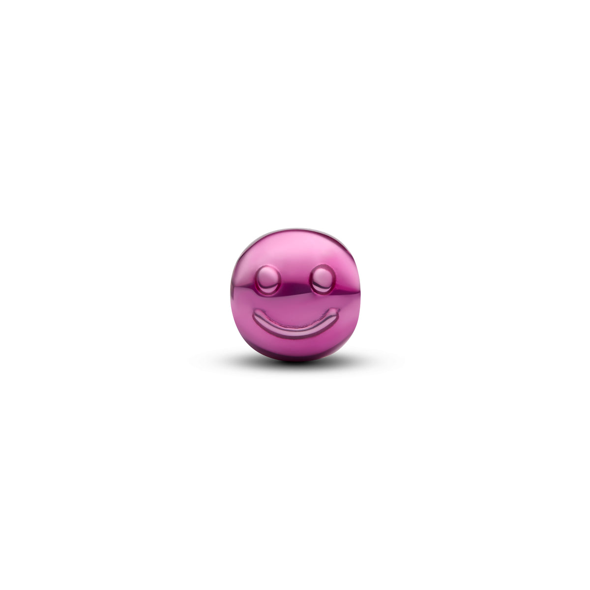Happy Face Sterling Silver Mini Charm With Pink Enamel