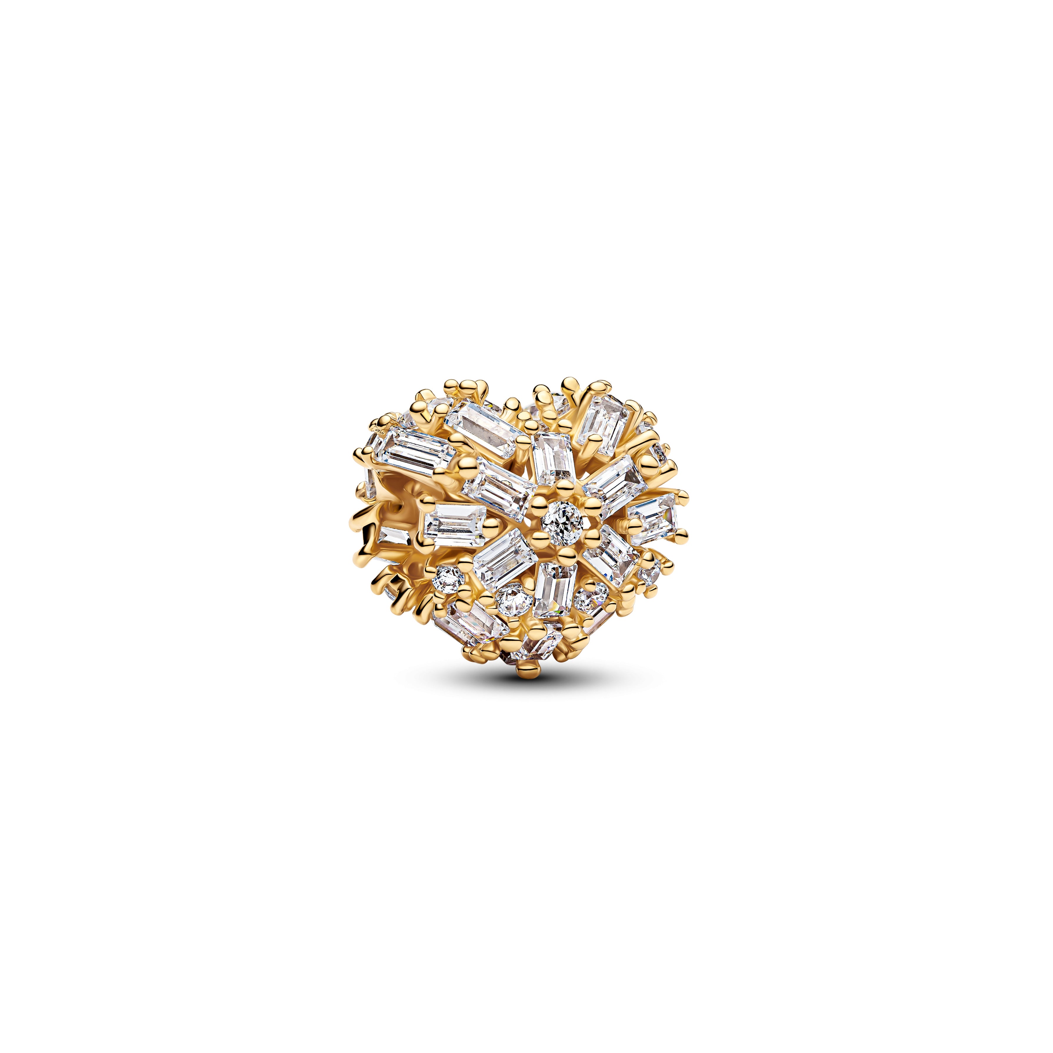 Heart 14K Gold-Plated Charm With Clear Cubic Zirconia