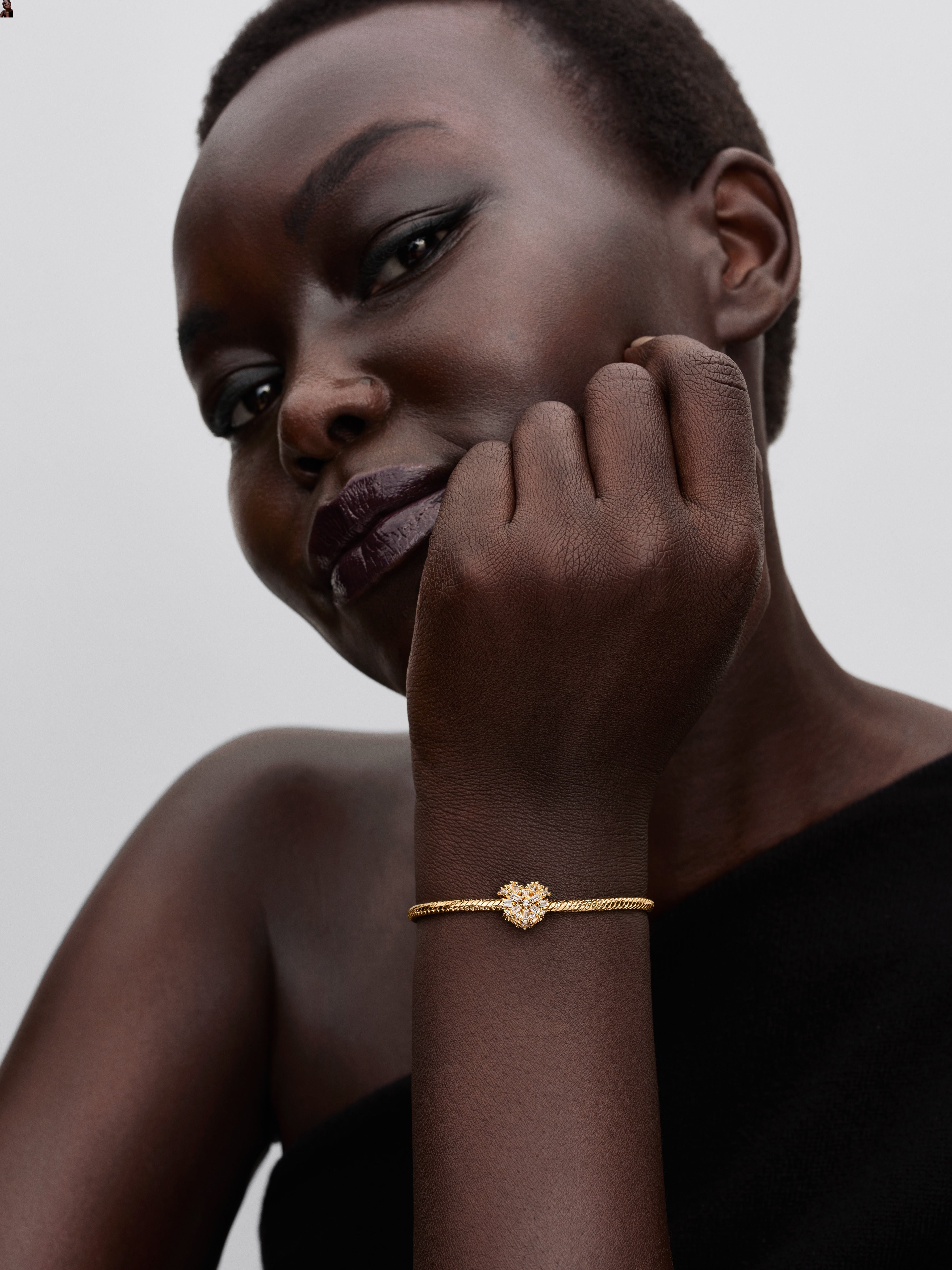 Heart 14K Gold-Plated Charm With Clear Cubic Zirconia