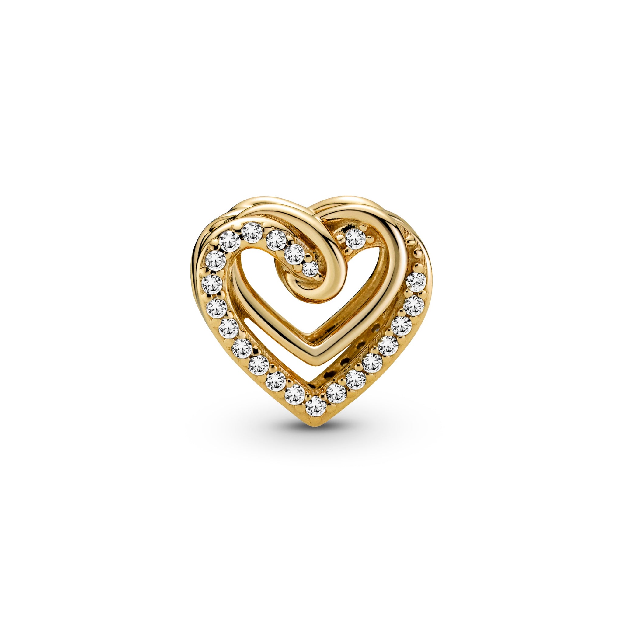Heart 14K Gold-Plated Charm With Clear Cubic Zirconia