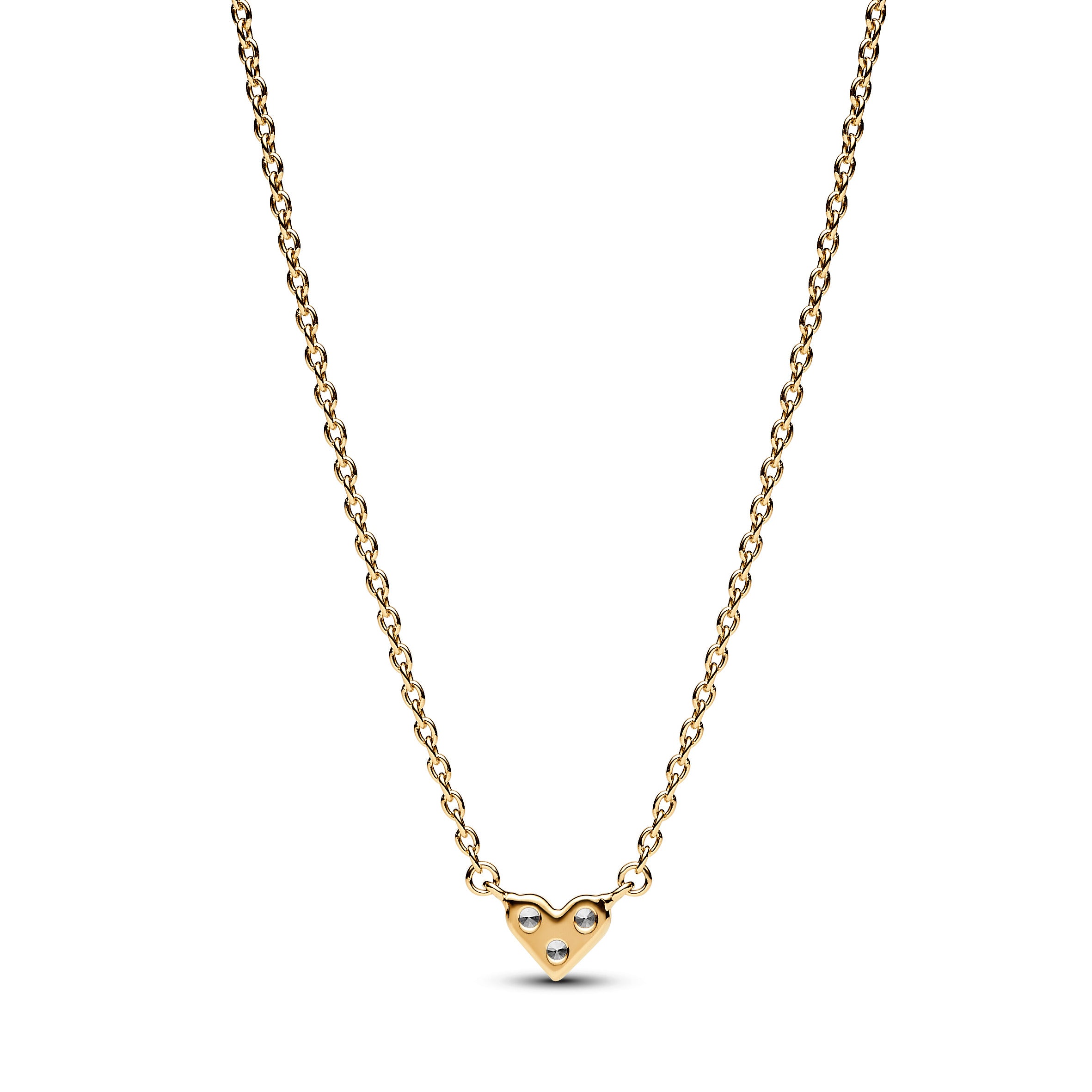 Heart 14K Gold-Plated Collier With Clear Cubic Zirconia