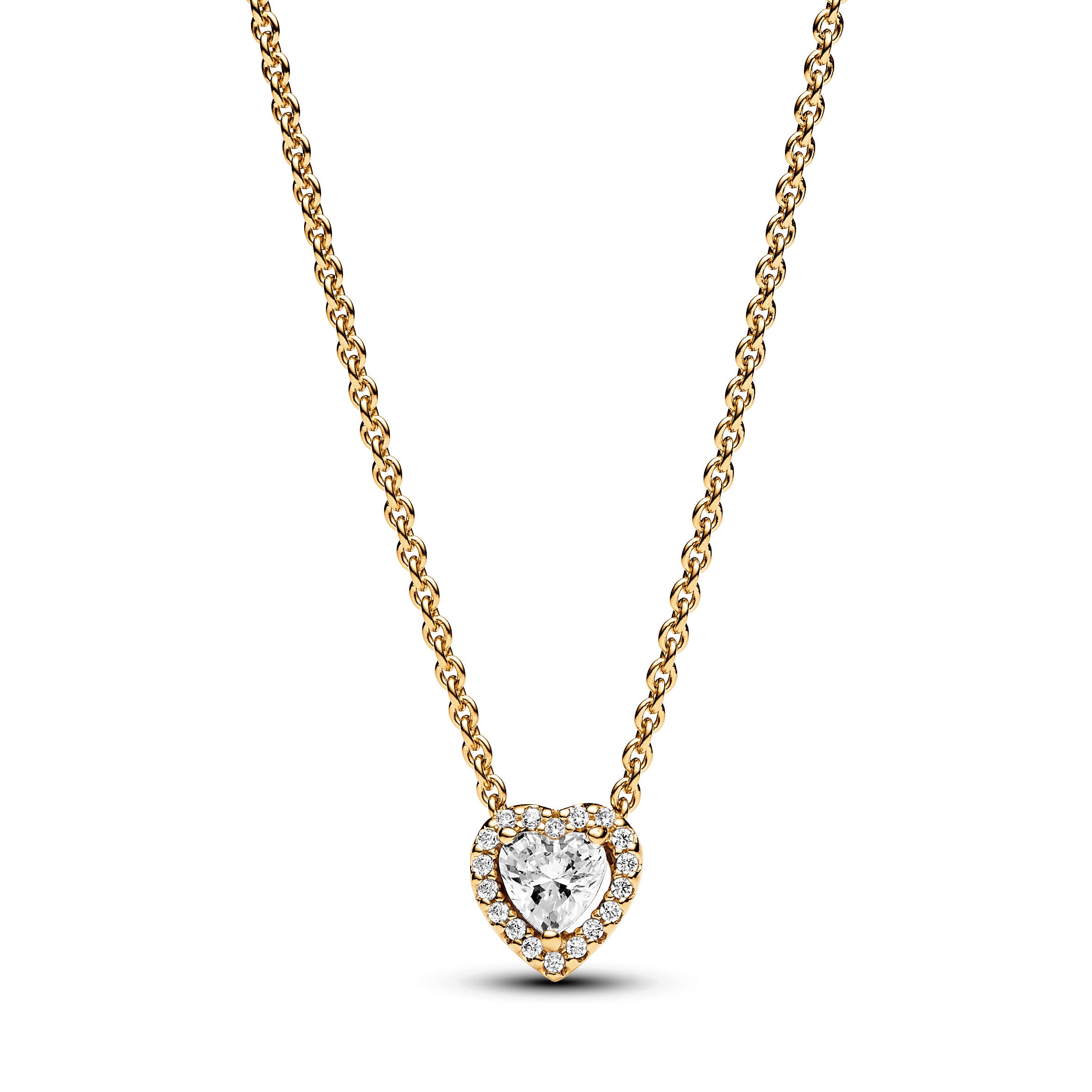 Heart 14K Gold-Plated Collier With Clear Cubic Zirconia