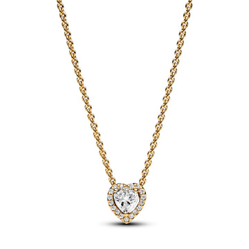 Heart 14K Gold-Plated Collier With Clear Cubic Zirconia