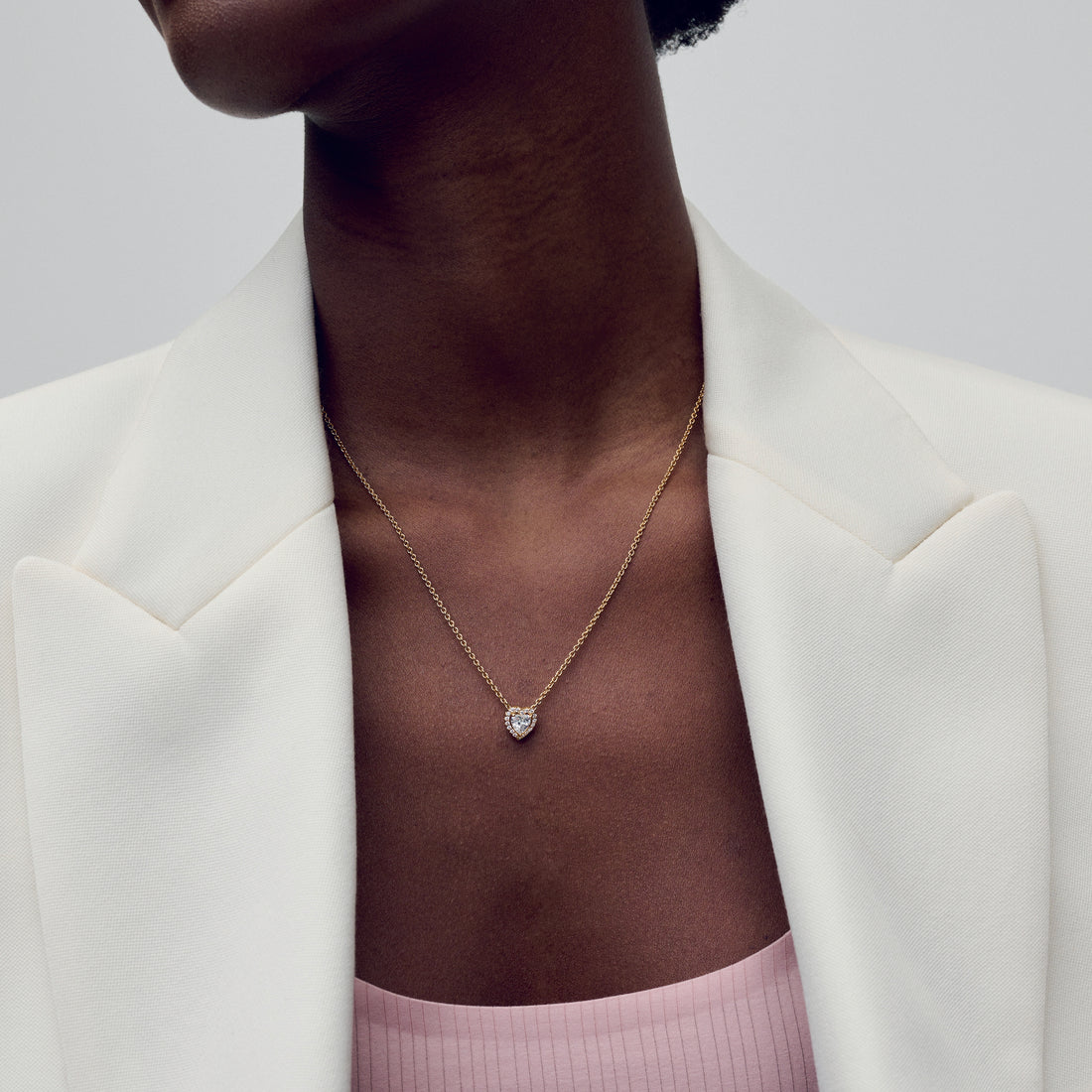 Heart 14K Gold-Plated Collier With Clear Cubic Zirconia