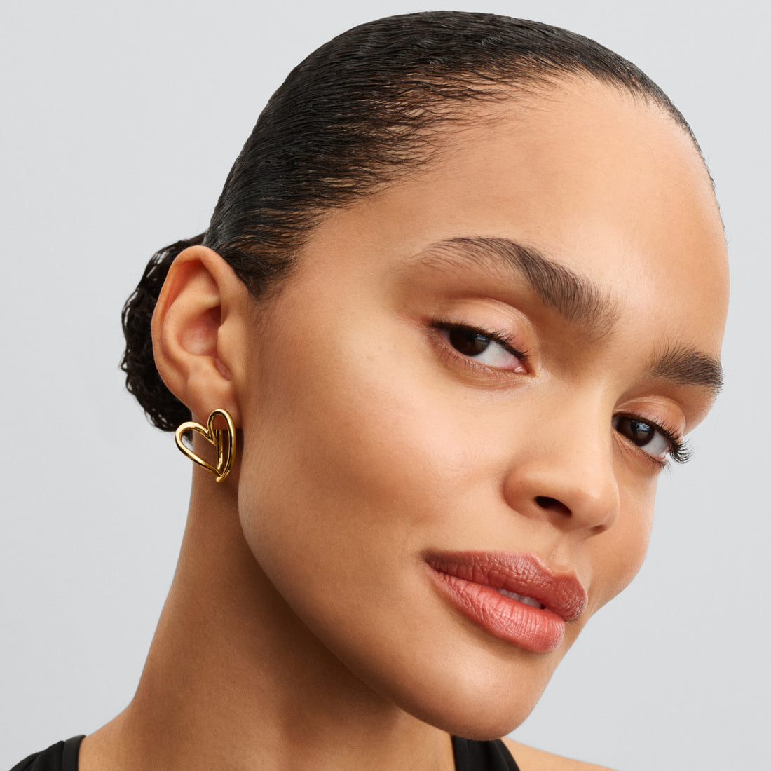 Heart 14K Gold-Plated Hoop Earrings