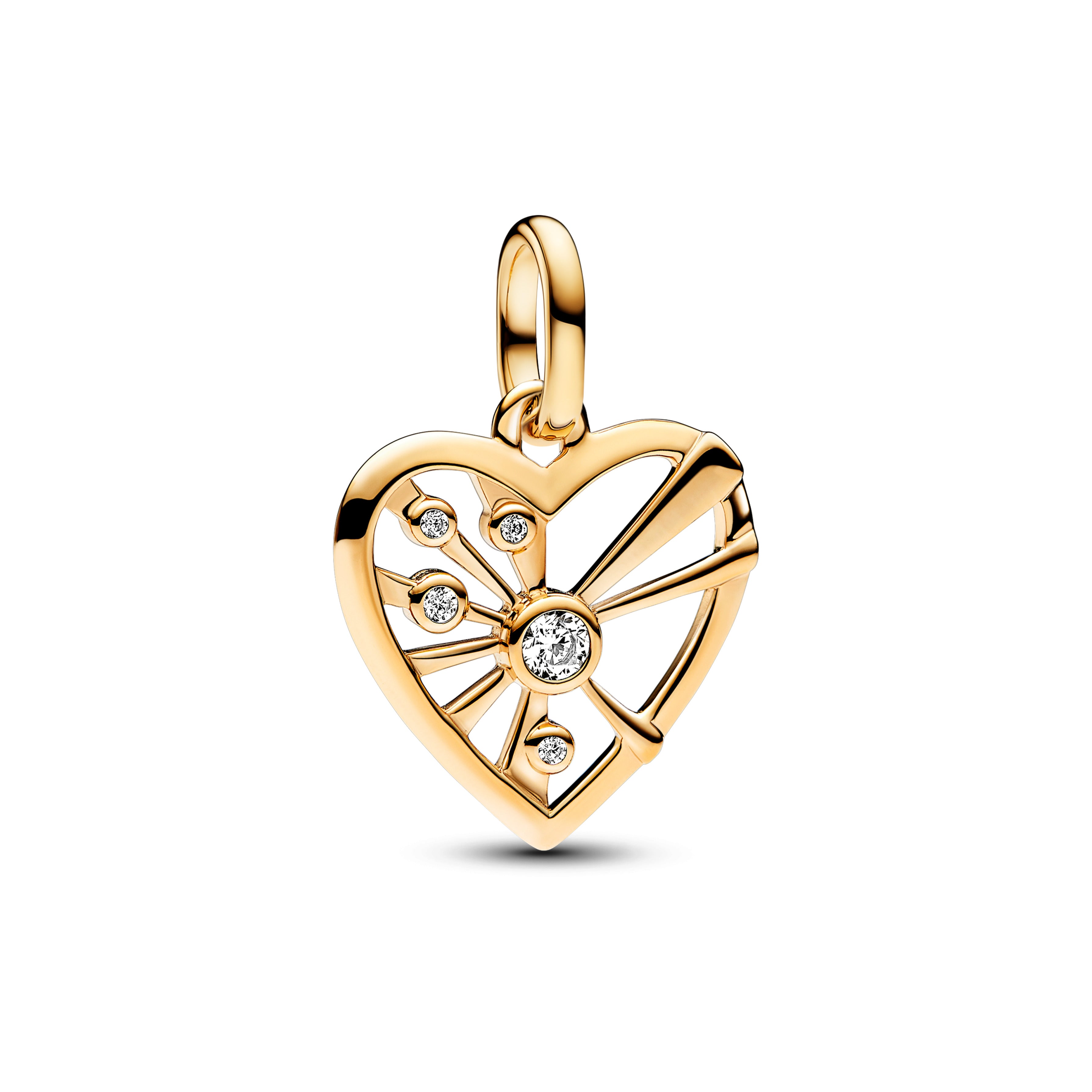 Heart 14K Gold-Plated Medallion With Clear Cubic Zirconia