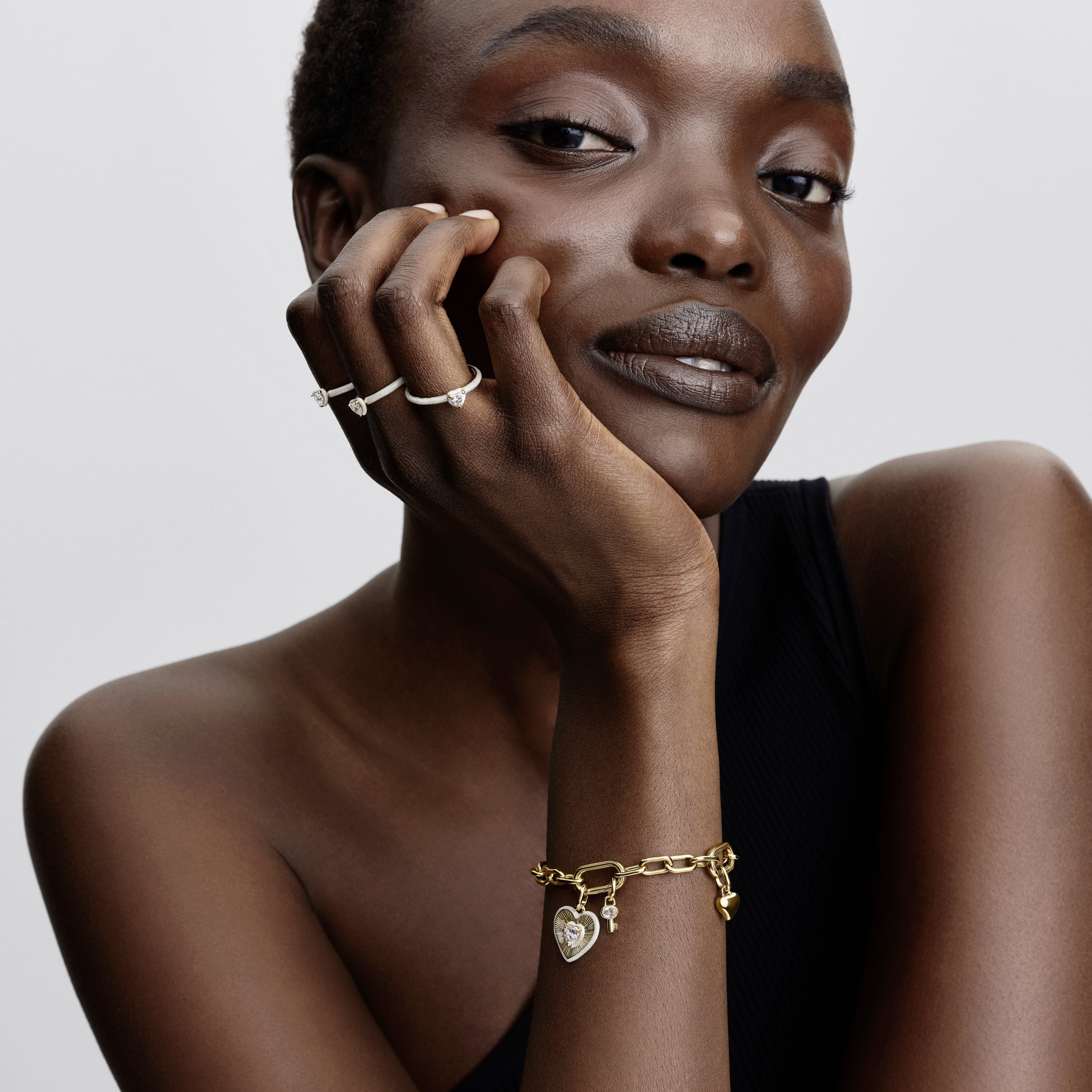 Heart 14K Gold-Plated Medallion With Clear Cubic Zirconia And Shimmering White Enamel